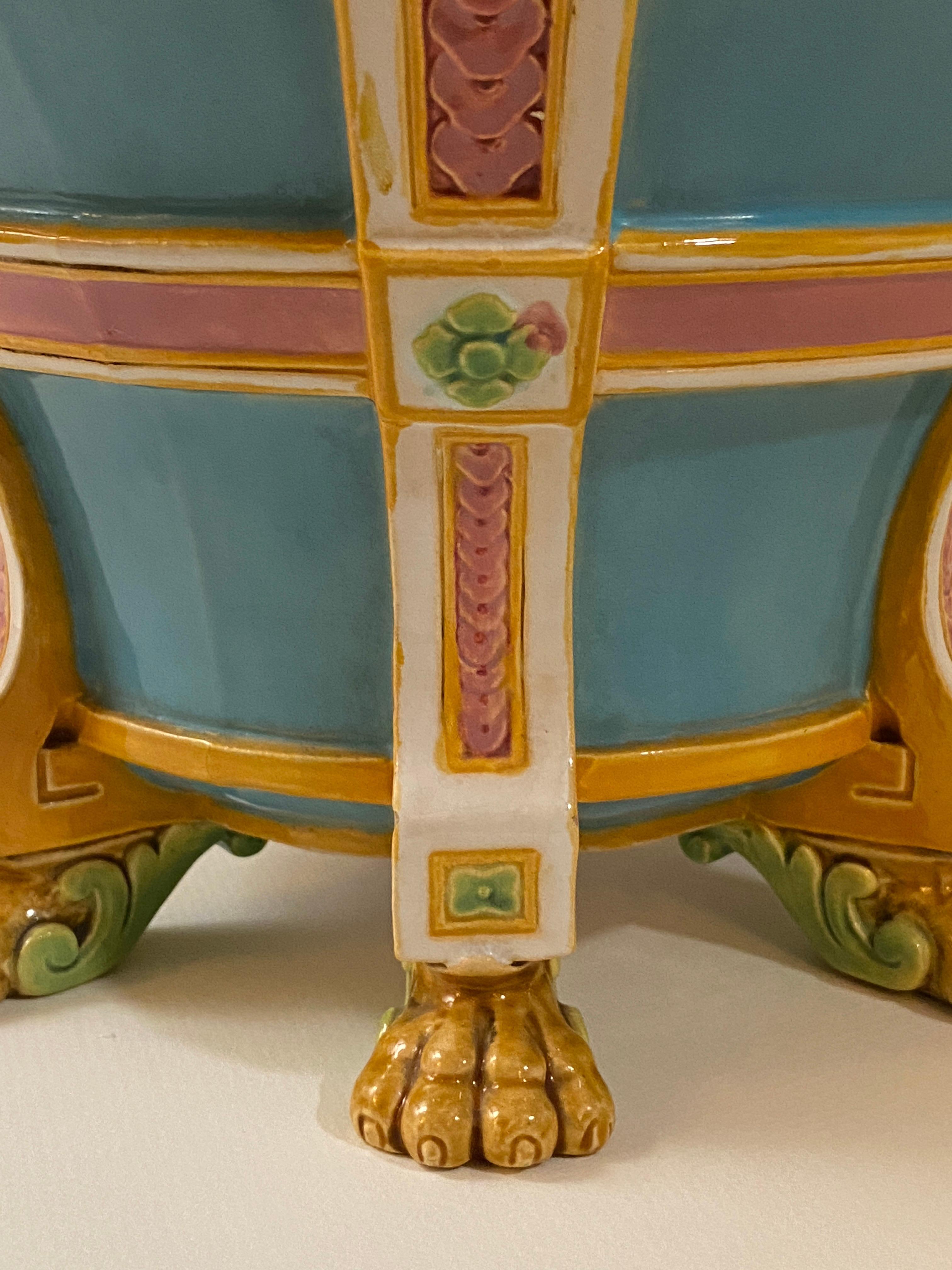 19th Century Turquoise Minton Majolica Jardiniere/Planter 8