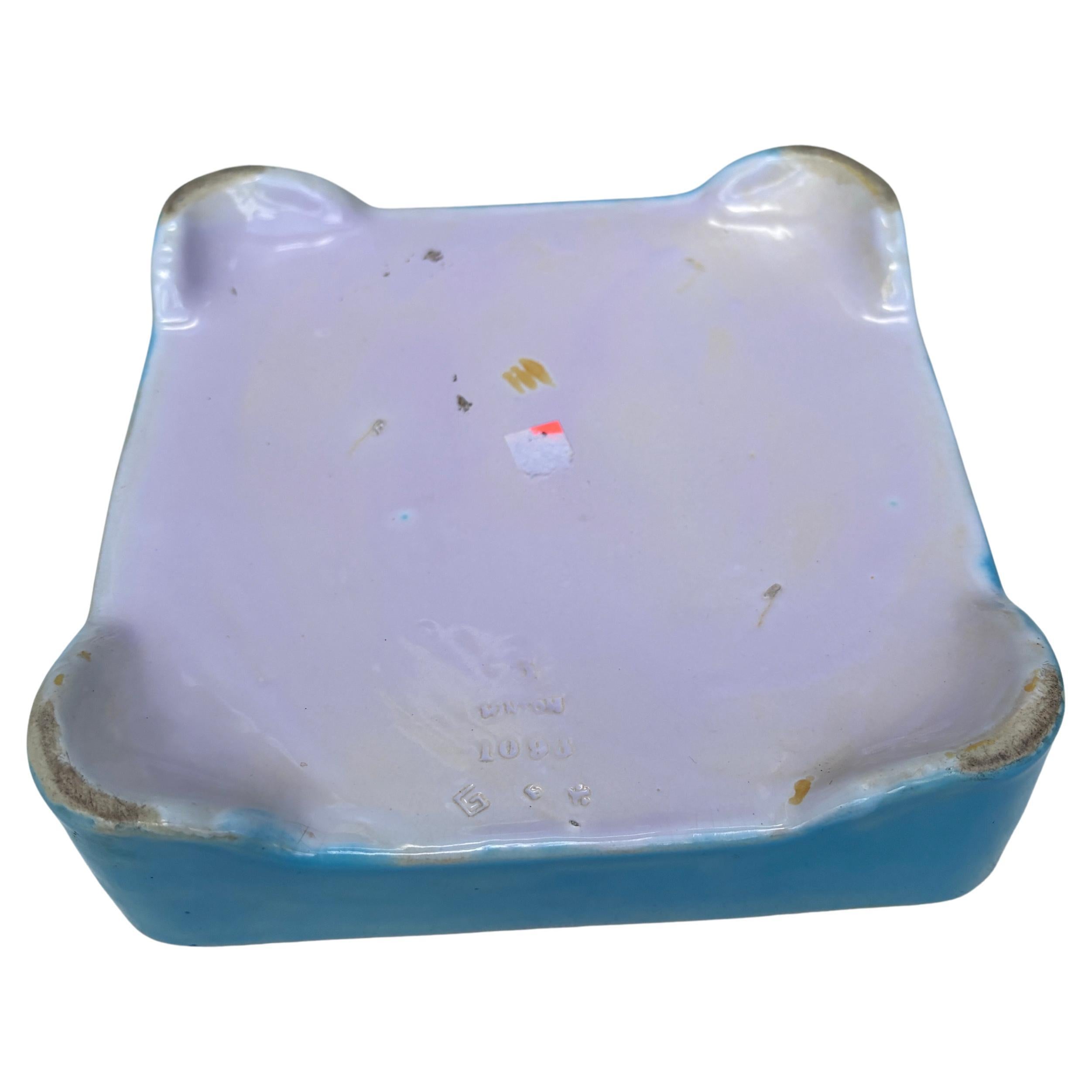 19th Century Aqua Majolica Square Minton Jardiniere In Good Condition For Sale In Austin, TX
