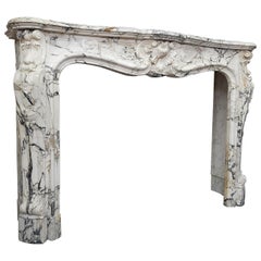 19th Century Arabescato Marble Louis XIV Trois Coquilles Fireplace