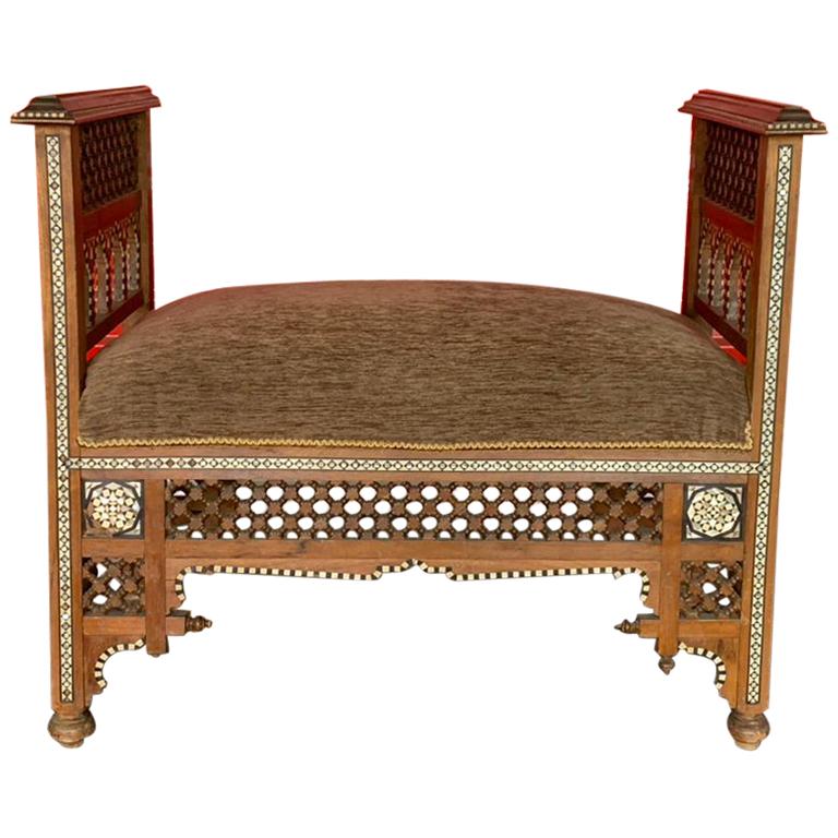 19th Century, Arabesque Chair with Mosaic Details - From the Middle East For Sale