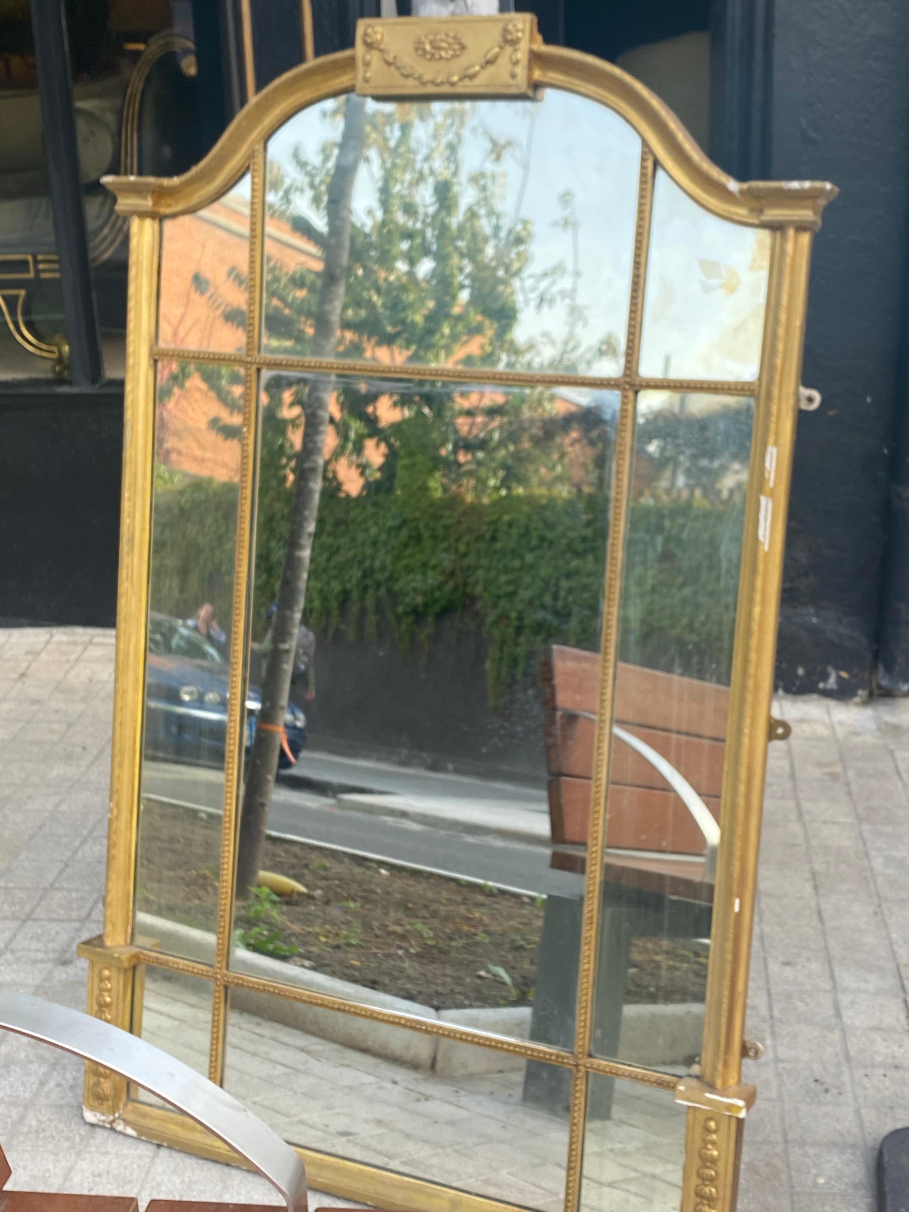 arch mirror antique brass