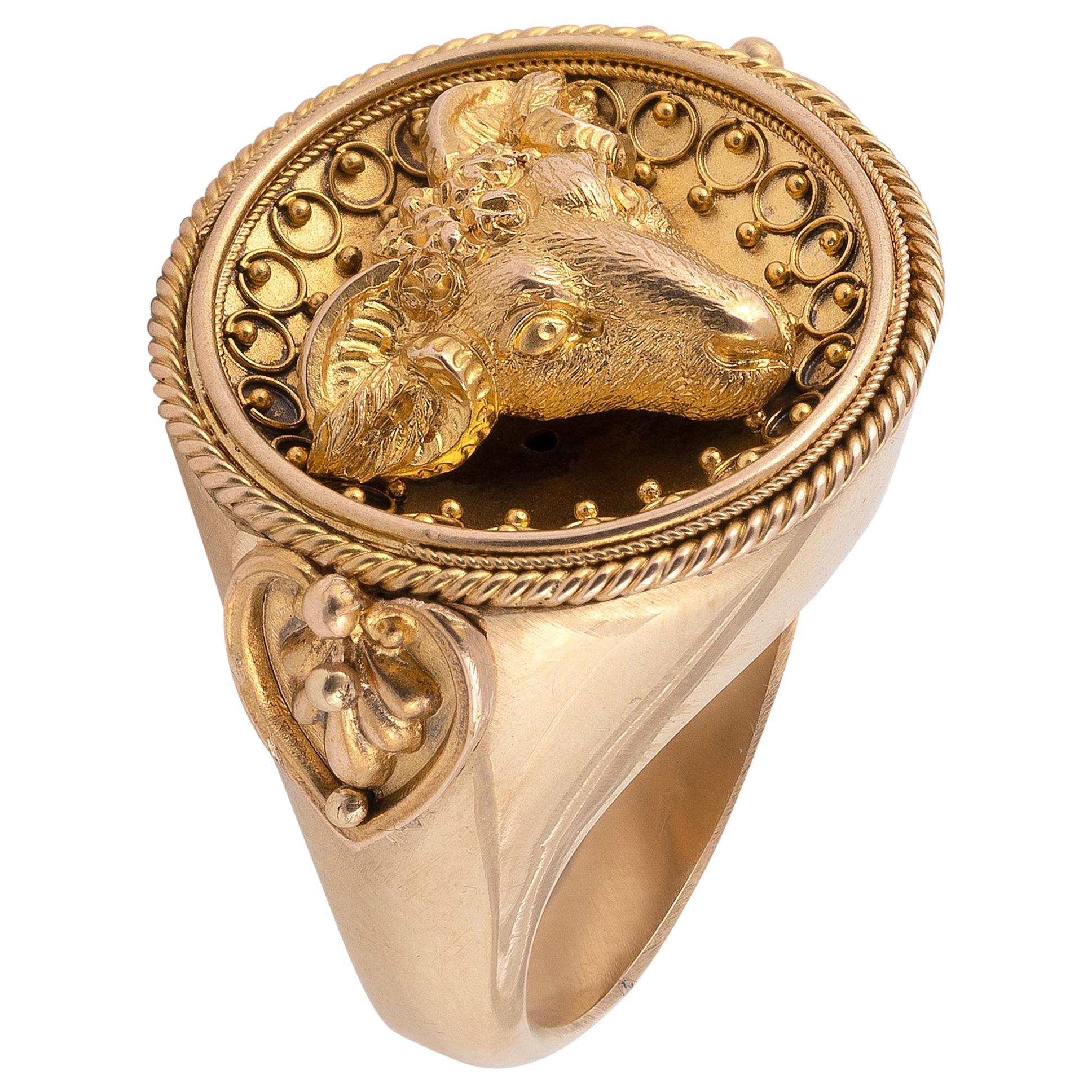 19th Century Archaeological Revival Gold Ring by Streeter & Co.