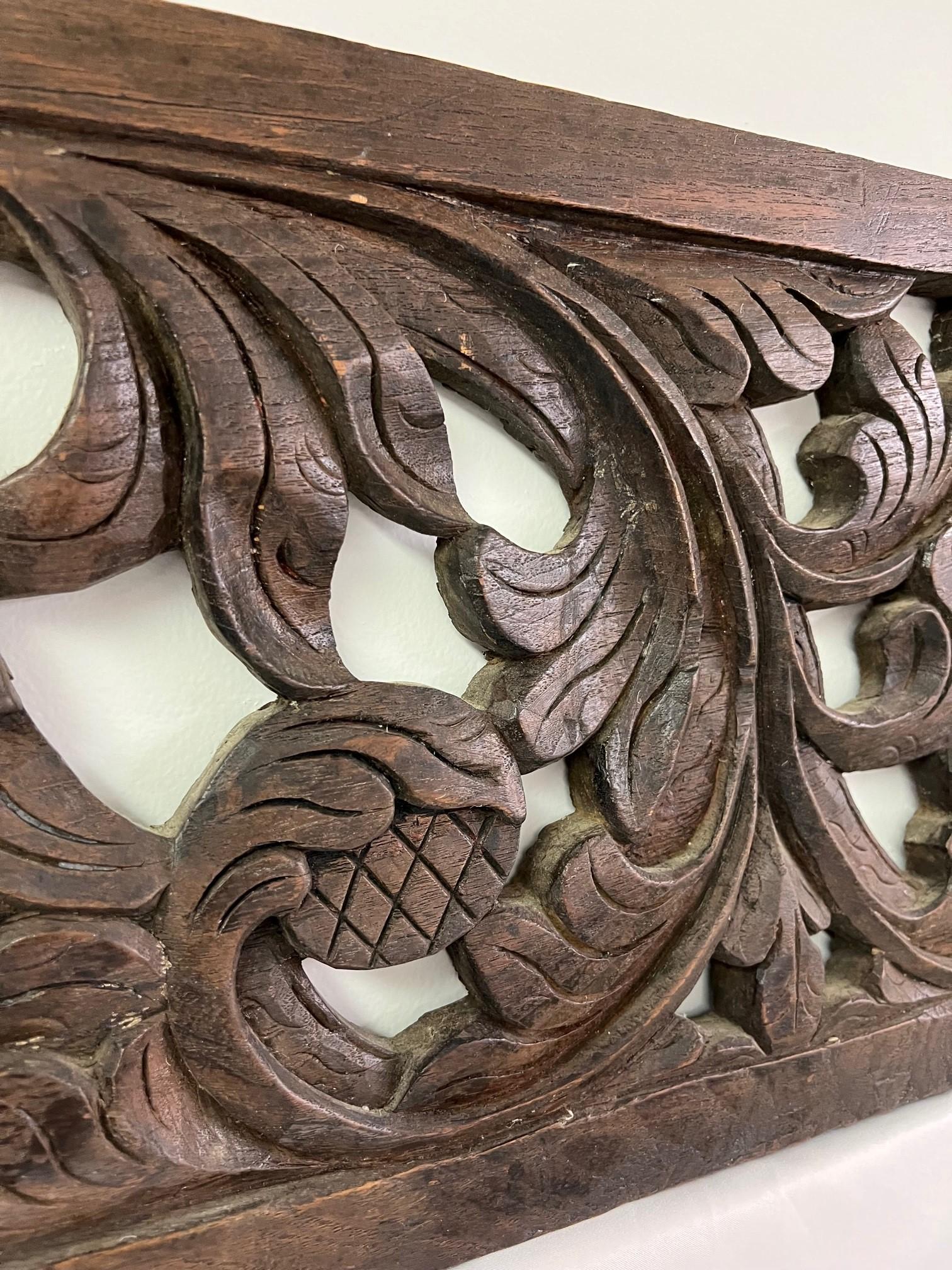 American 19th Century Architectural Antique Transom Wood Panel Pierced Carved For Sale