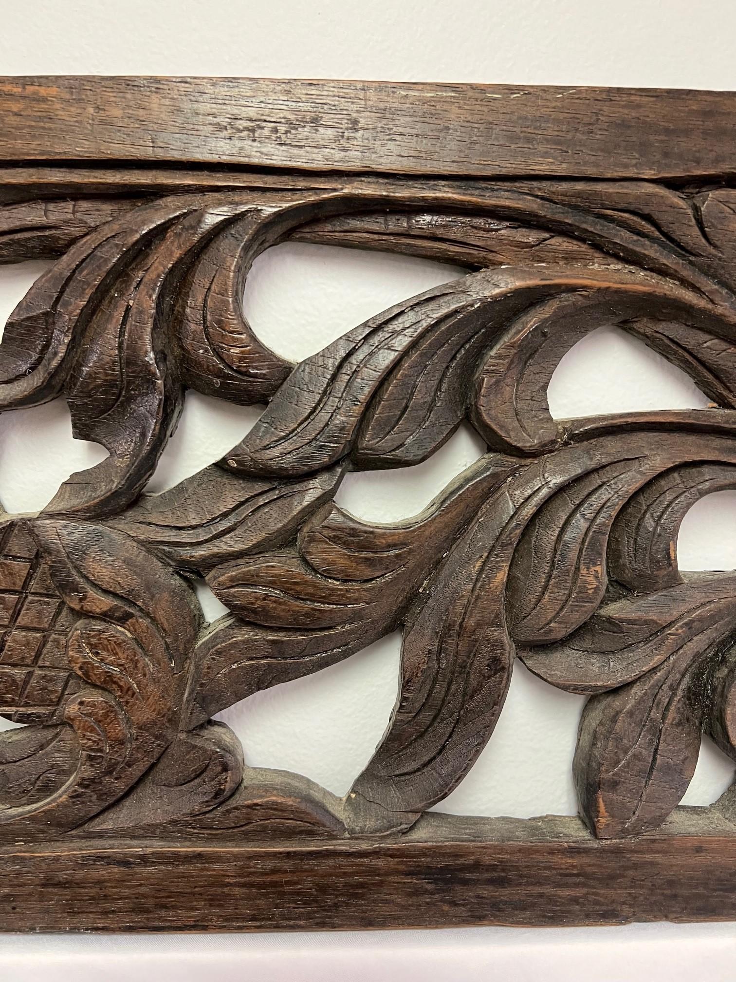 19th Century Architectural Antique Transom Wood Panel Pierced Carved For Sale 1