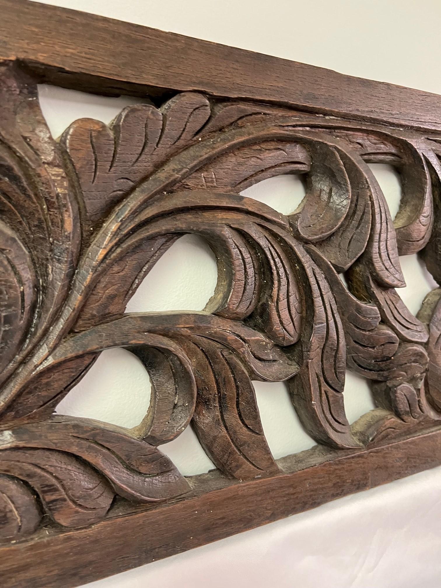 19th Century Architectural Antique Transom Wood Panel Pierced Carved For Sale 2
