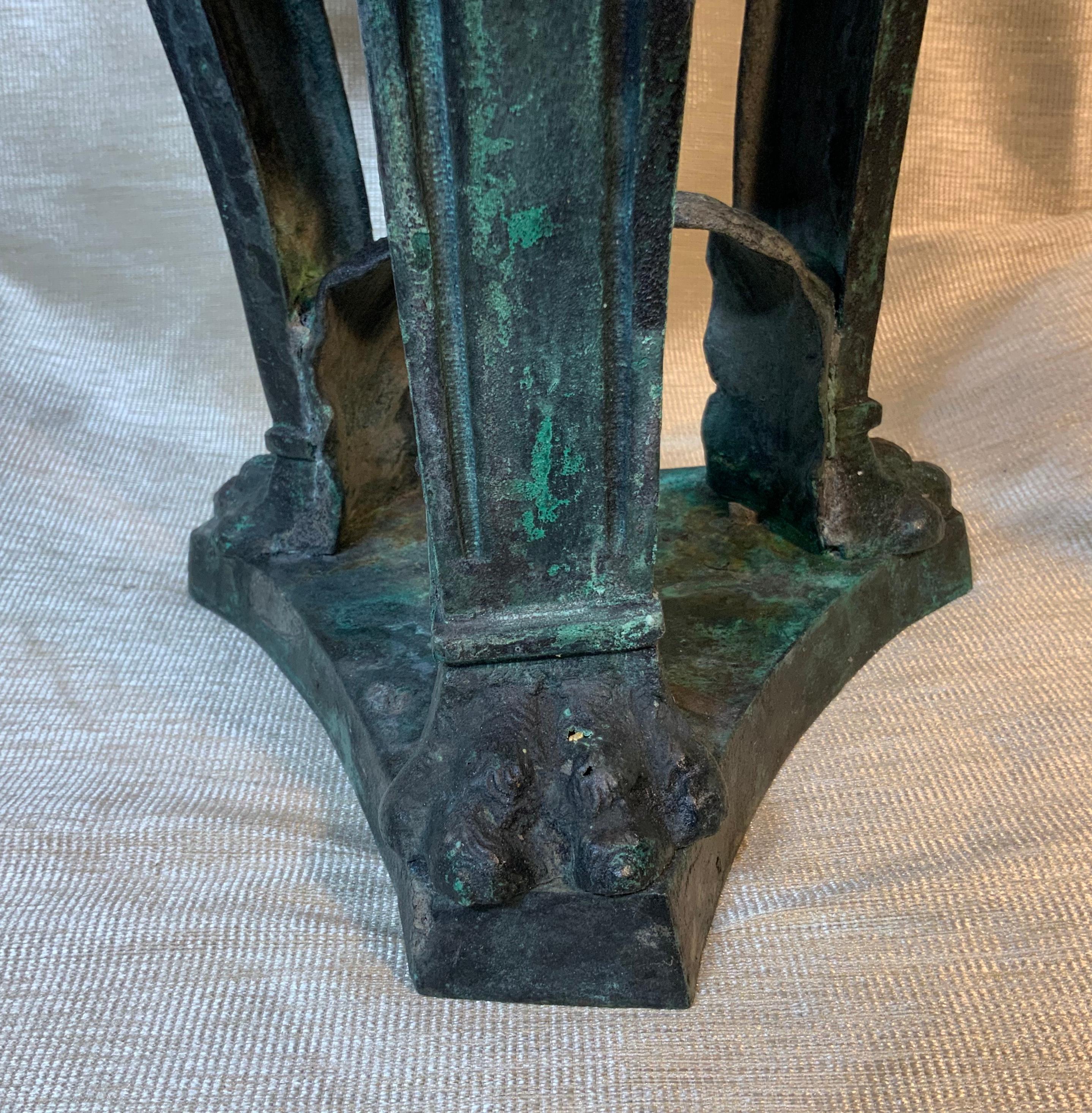 French 19th Century Architectural Bronze Lion Head Urn Element