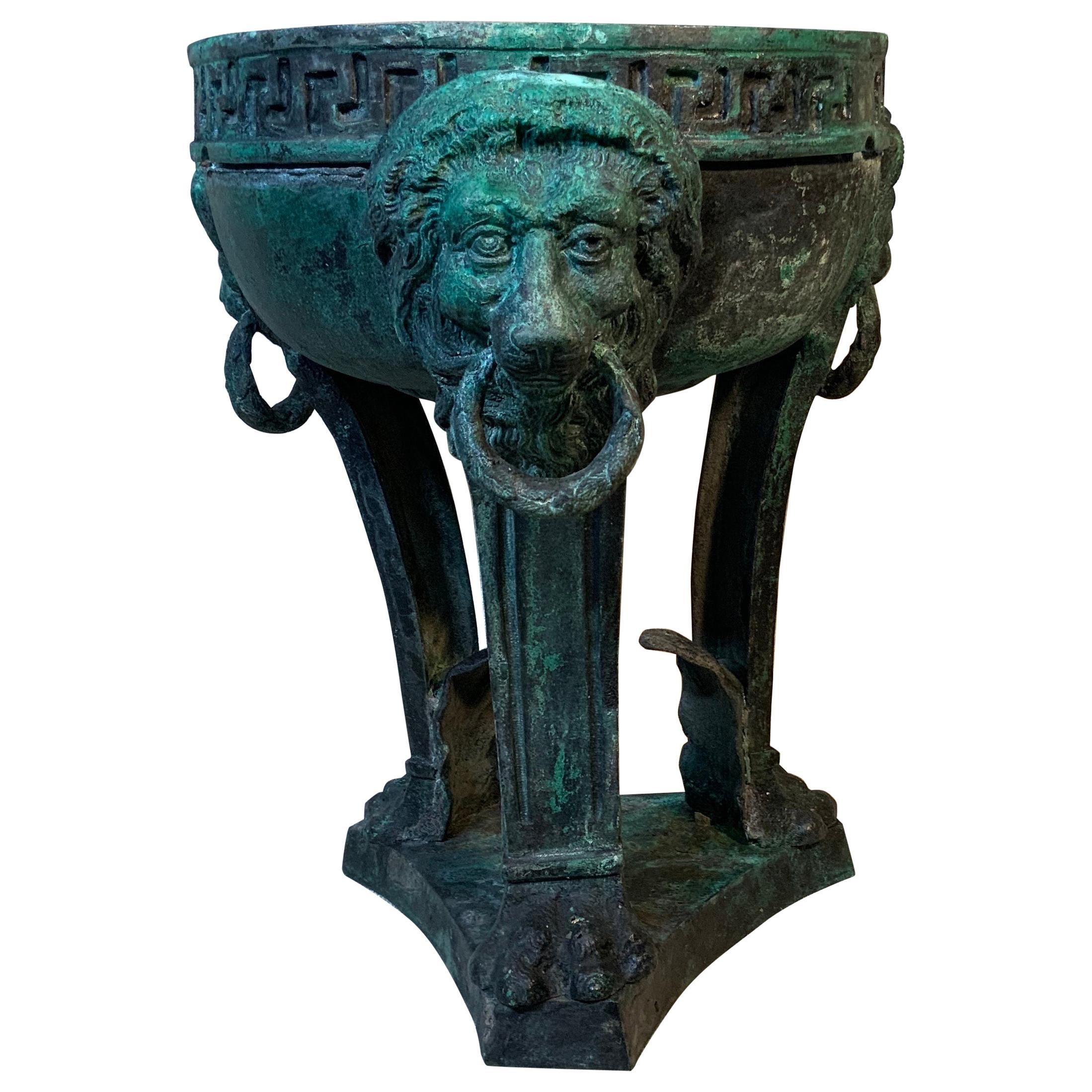 19th Century Architectural Bronze Lion Head Urn Element