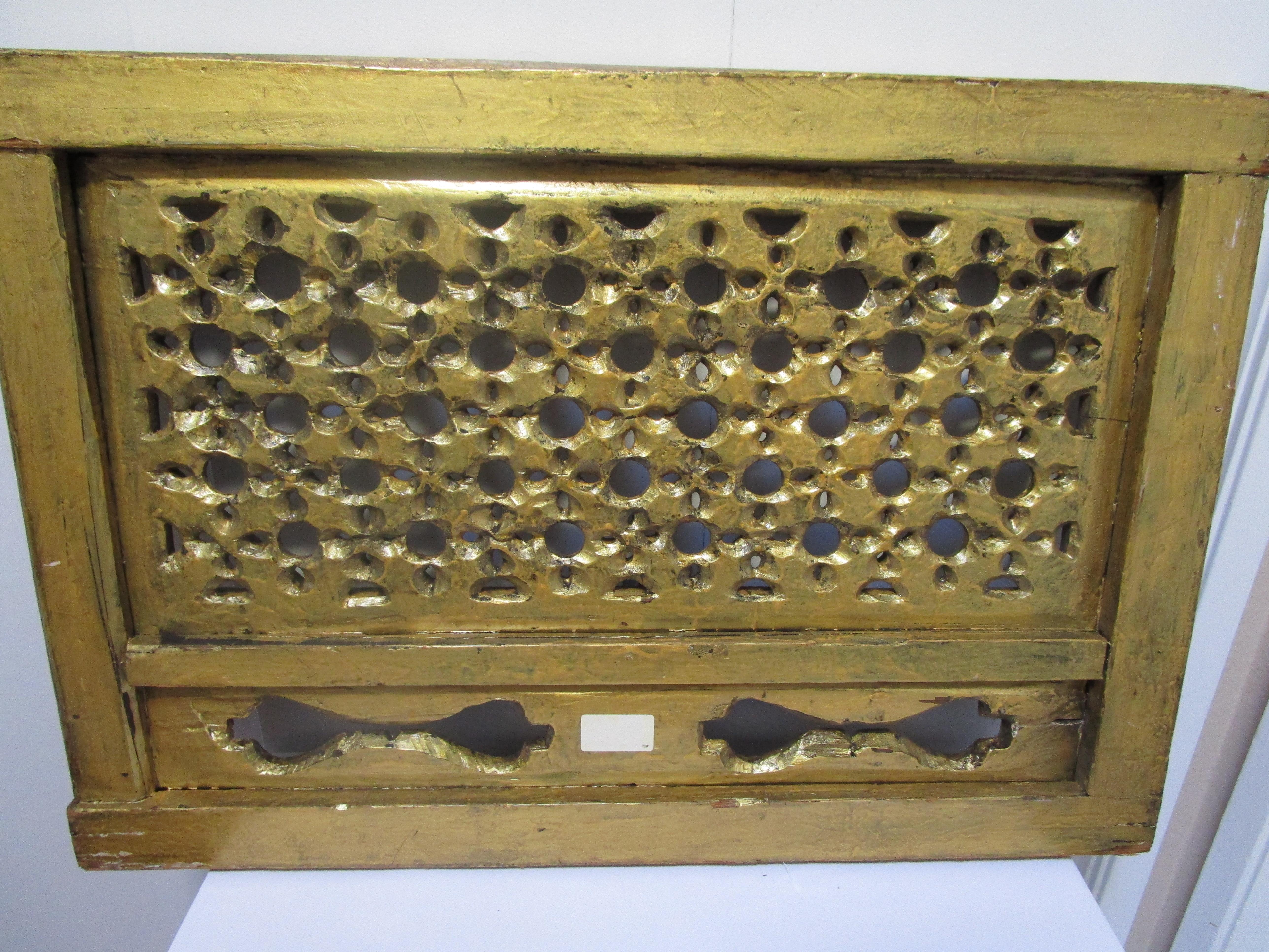 19th Century Architectural Carved Parcel Gilt Pierced Wood Panel, Europe or U.S. For Sale 4