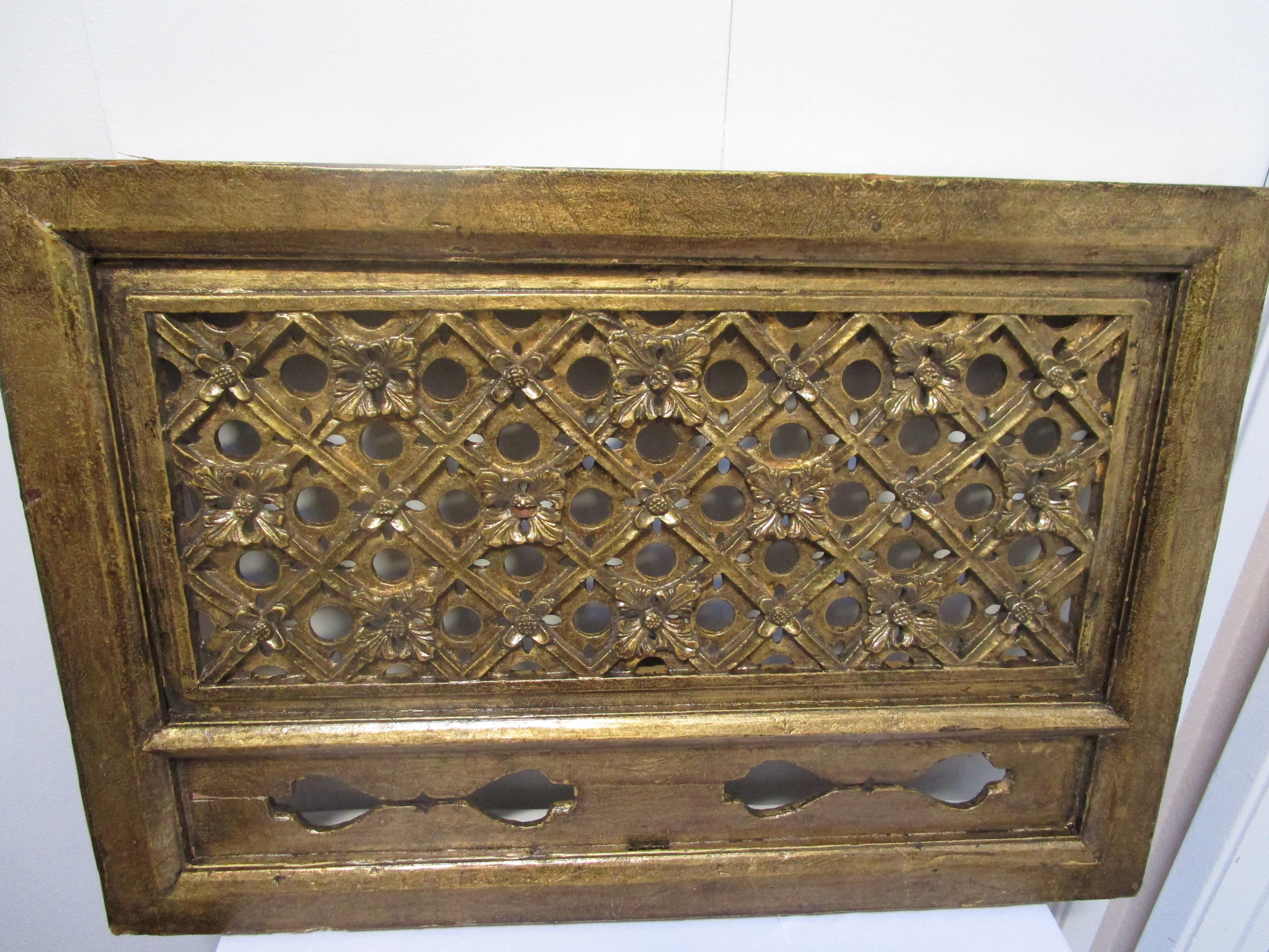 19th Century Architectural Carved Parcel Gilt Pierced Wood Panel, Europe or U.S. For Sale 5
