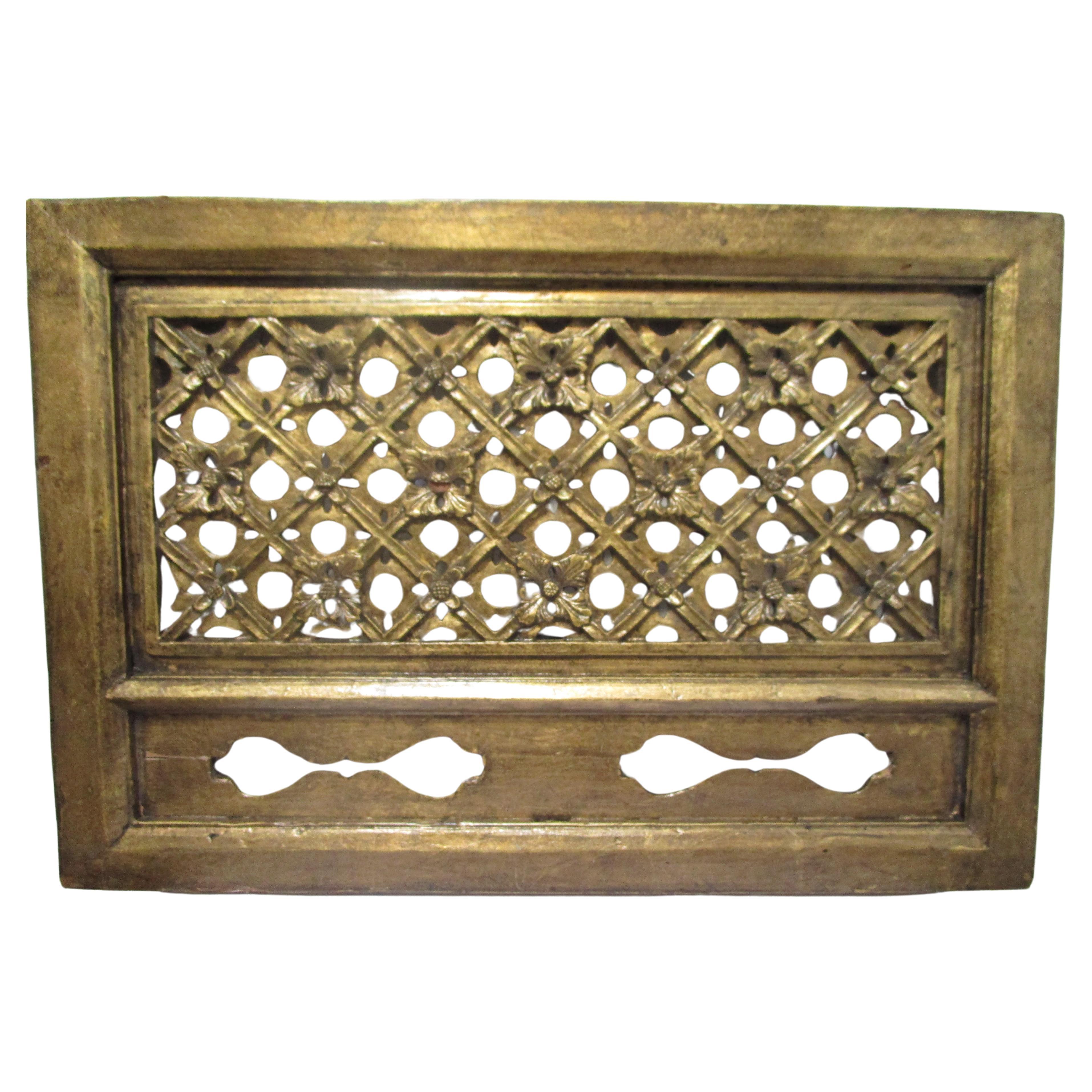 19th Century Architectural Carved Parcel Gilt Pierced Wood Panel, Europe or U.S. For Sale