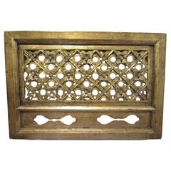 Antique 19th Century Architectural Carved Parcel Gilt Pierced Wood Panel, Europe or U.S.