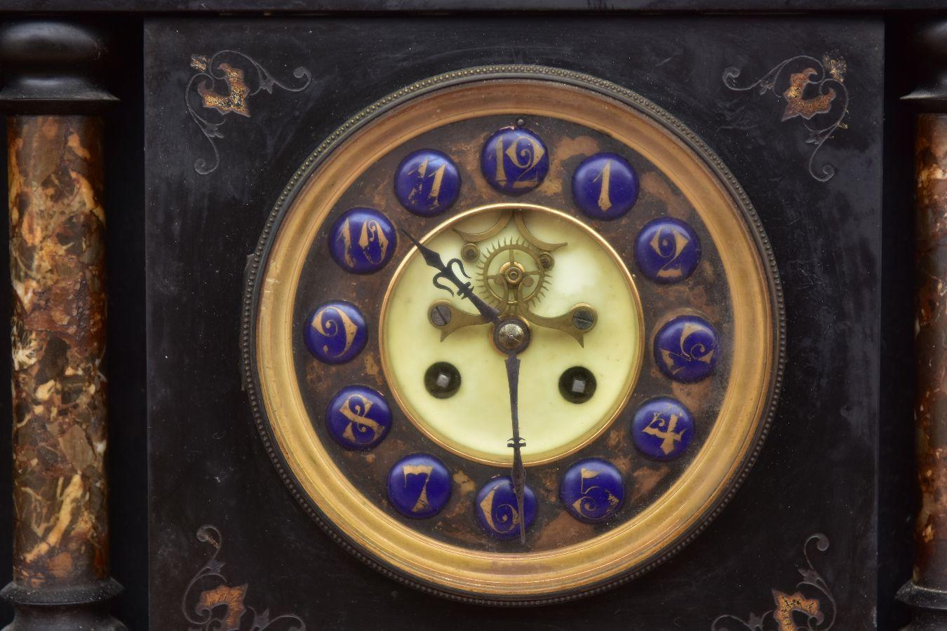 horloge architecturale du 19ème siècle en marbre onyx noir Bon état - En vente à Marseille, FR