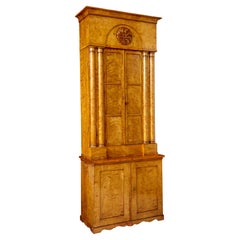 Antique 19th Century architectural empire birch cupboard of large proportions