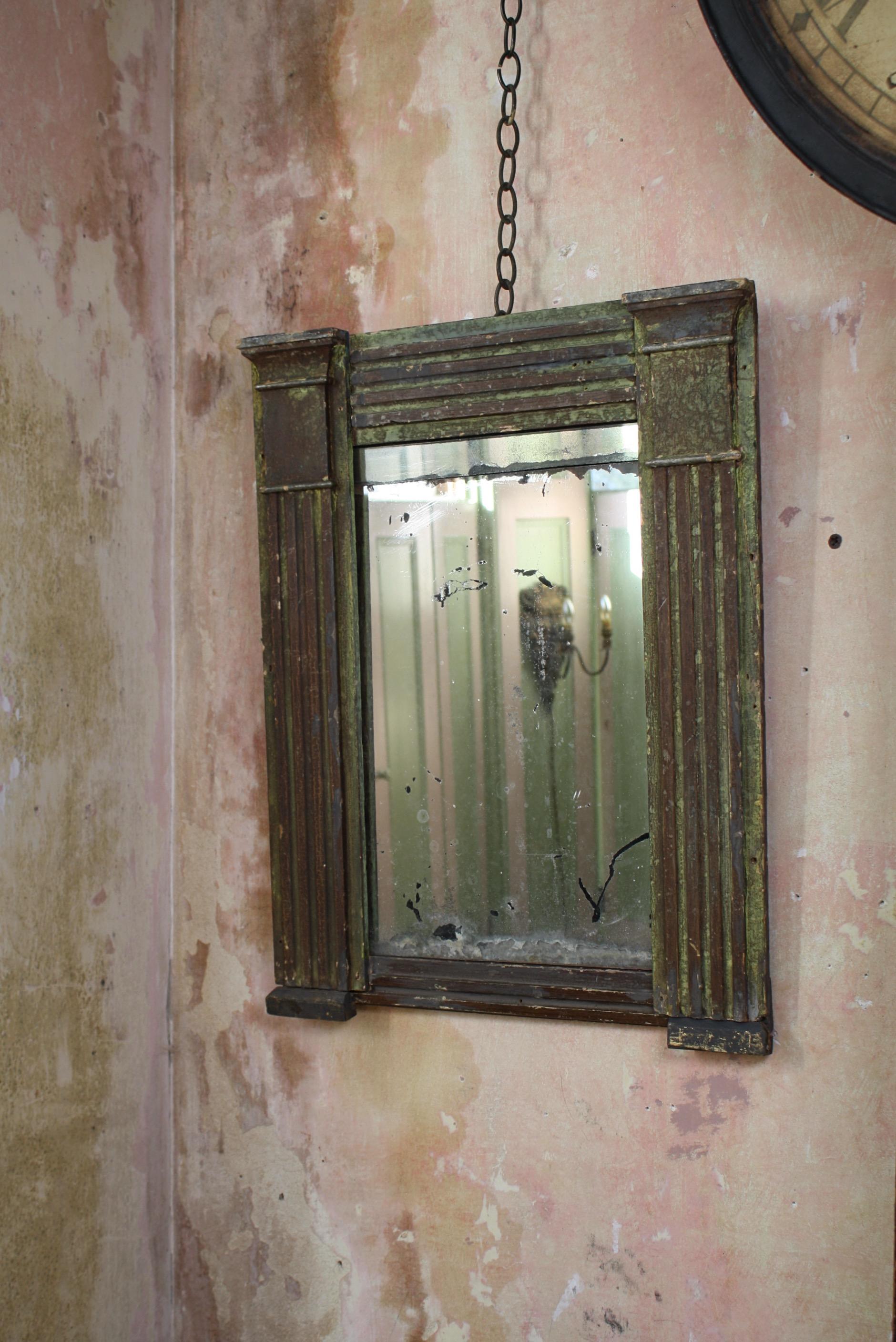 19th Century Architectural Foxed Oxidised Mercury Mirror Arsenic Green 5