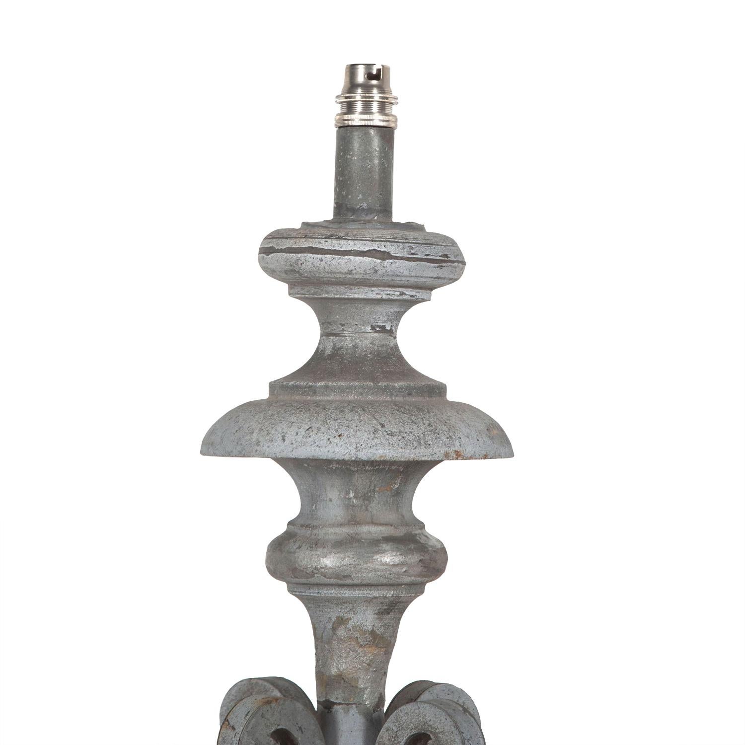 19th Century Architectural Fragment Adapted into a Zinc Lamp In Good Condition For Sale In Tetbury, Gloucestershire