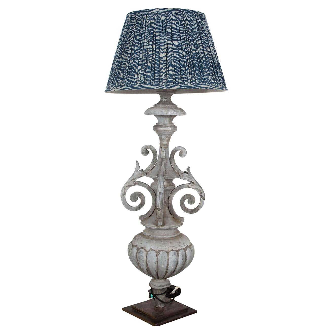 19th Century Architectural Fragment Adapted into a Zinc Lamp For Sale