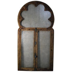 Ventana de iglesia gótica arquitectónica de madera tallada del siglo XIX