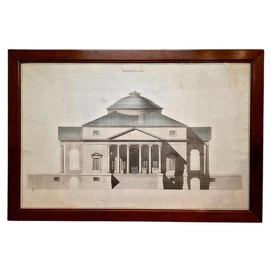 Inchiostro e acquerello architettonico del XIX secolo in vendita