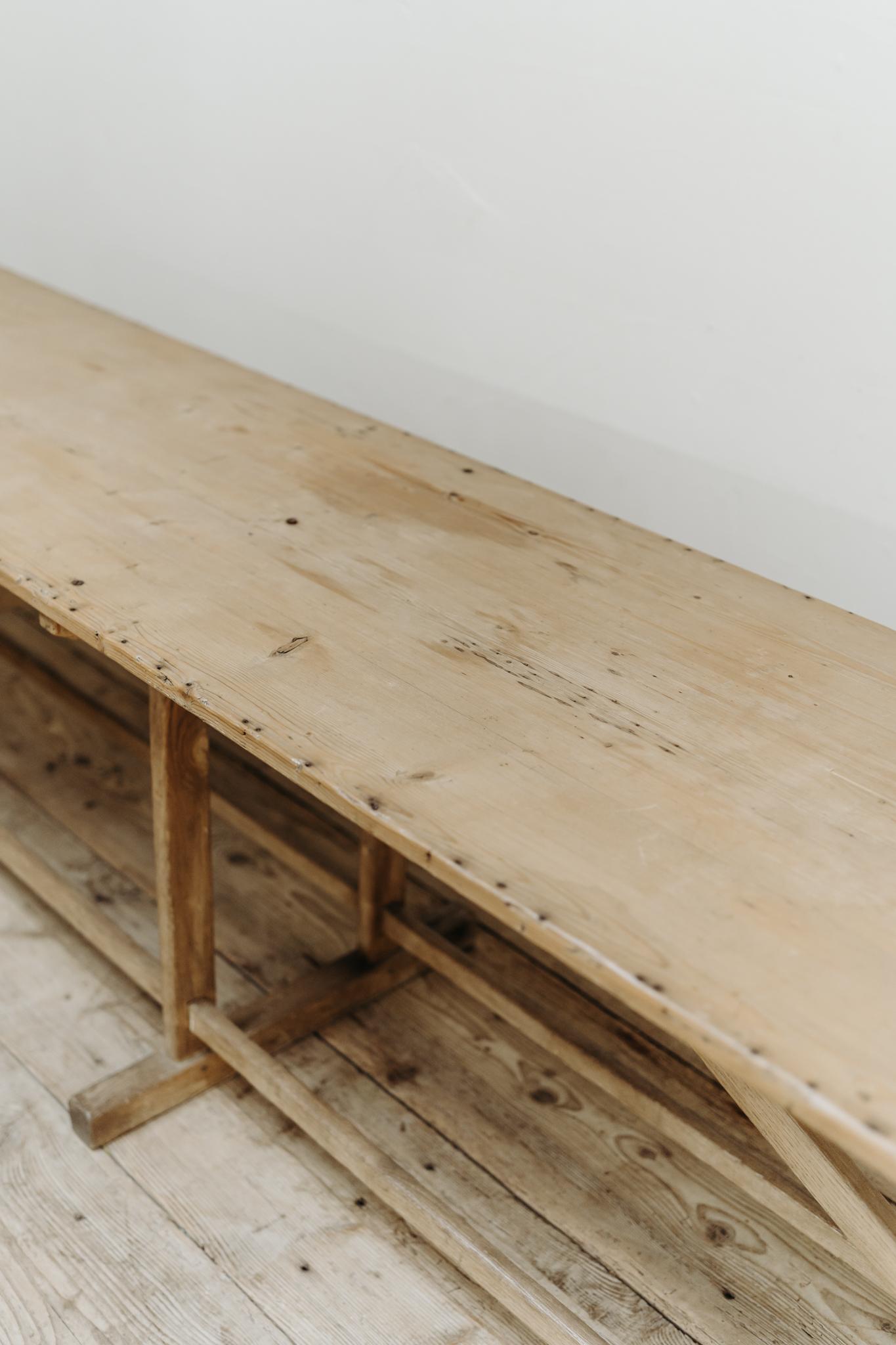Pine 19th century architectural pine console table ... For Sale