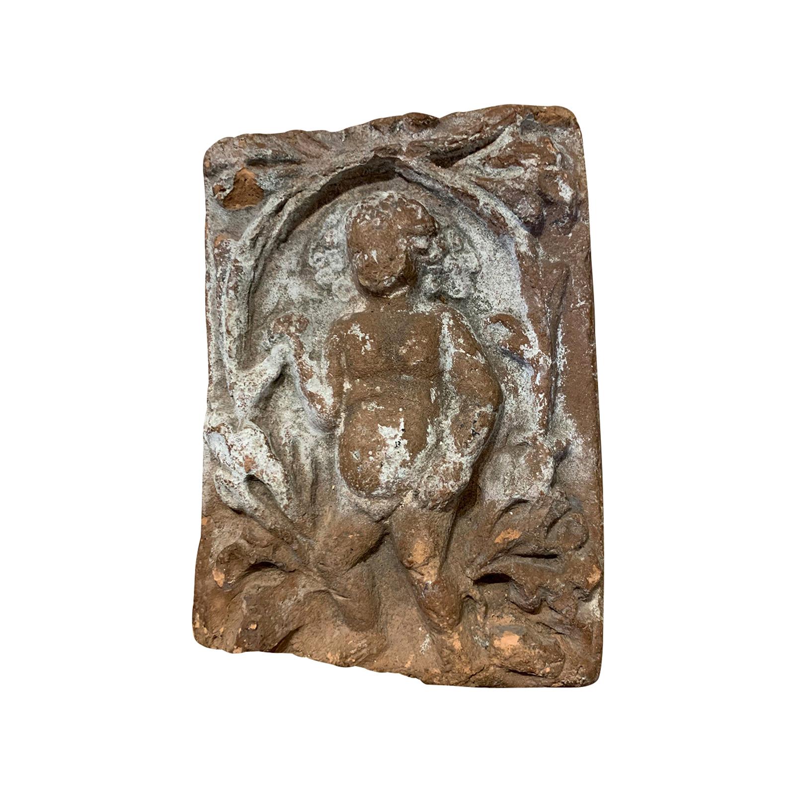 19th Century Architectural Stone Fragment with Putti from Building in Montgomery For Sale