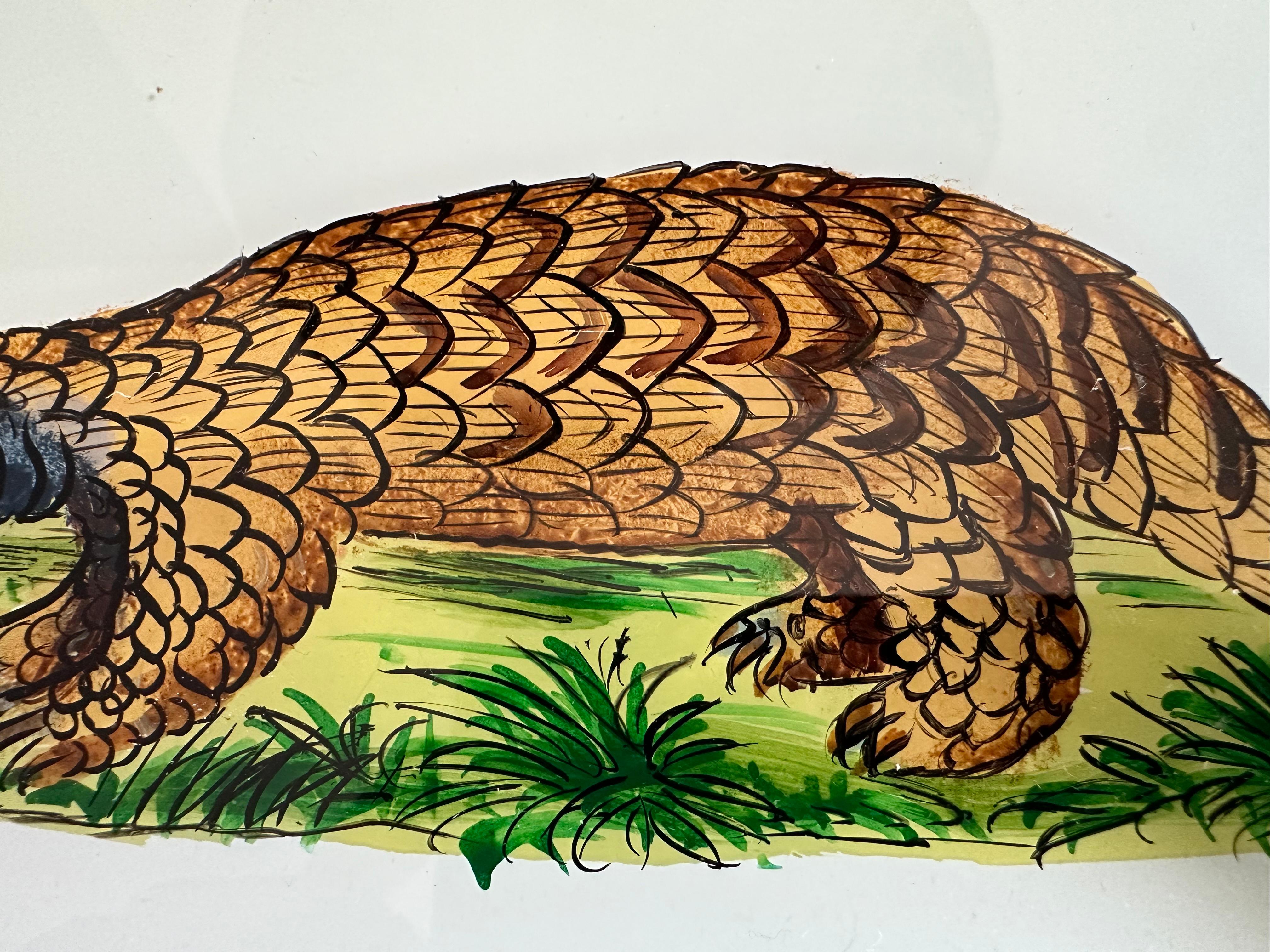 Dipinto a mano Ritratto di armadillo del XIX secolo: Studio dettagliato di Nature in vendita