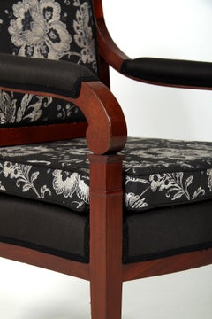 19th Century Armchair, Fauteuil, Mahogany, newly upholstered