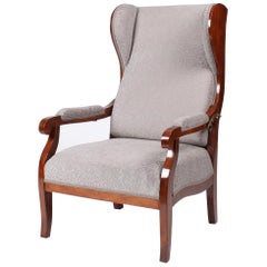 19th Century Armchair, Walnut, German Biedermeier, Backrest Adjustable