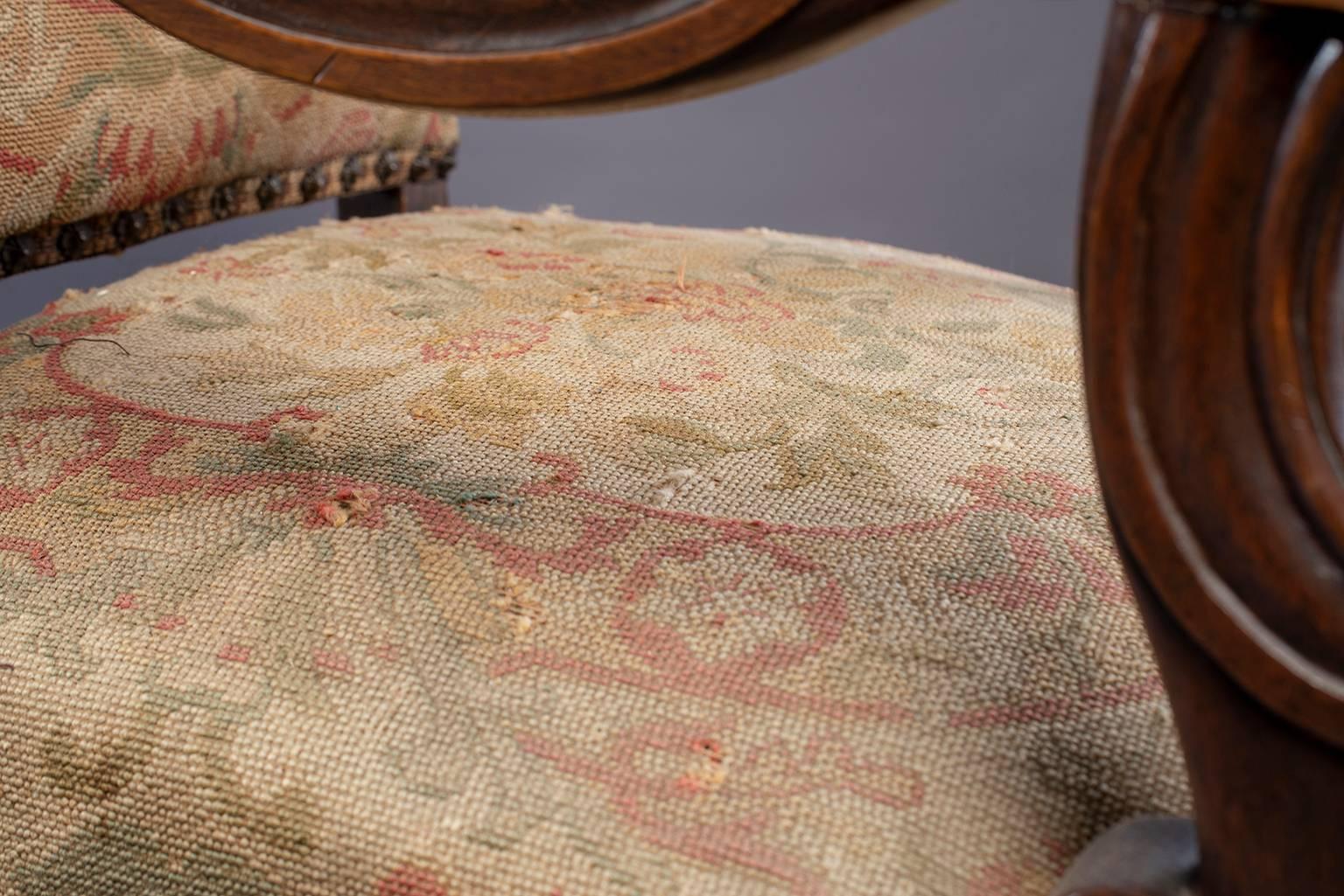 19th Century Armchair with Original Tapestry Upholstery 3