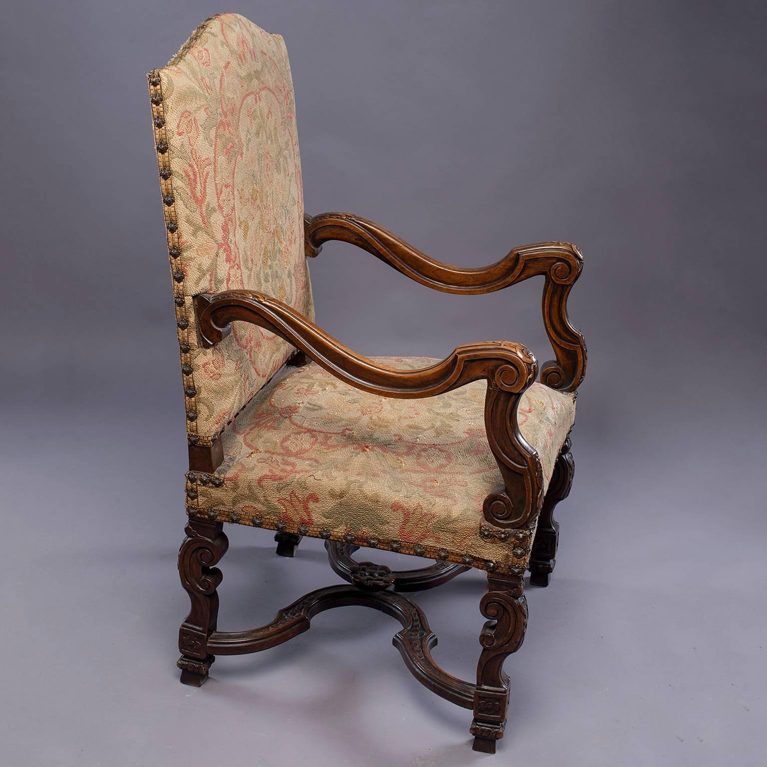 19th Century Armchair with Original Tapestry Upholstery 4