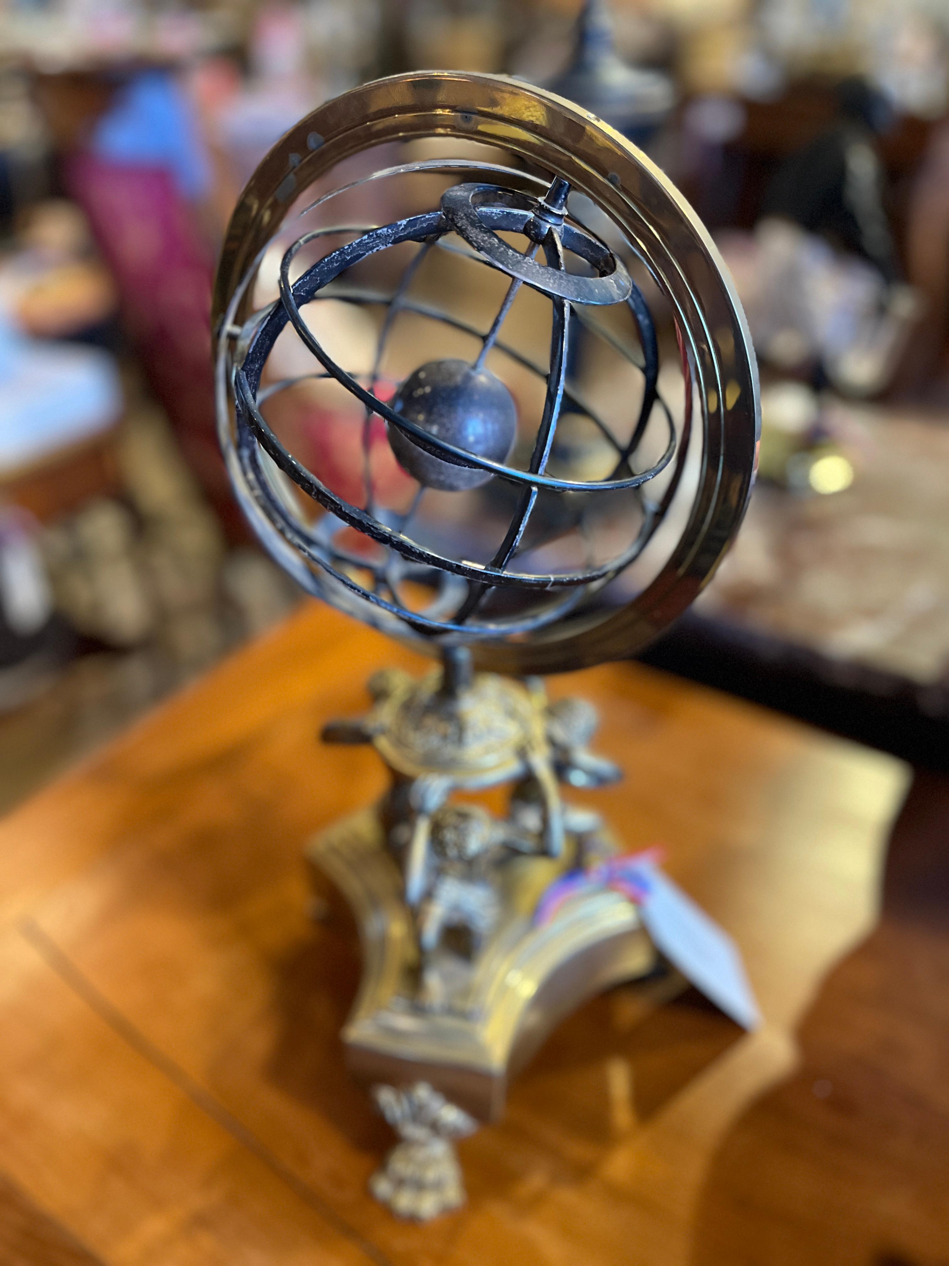 French 19th Century Armillary Globe on Brass Base For Sale