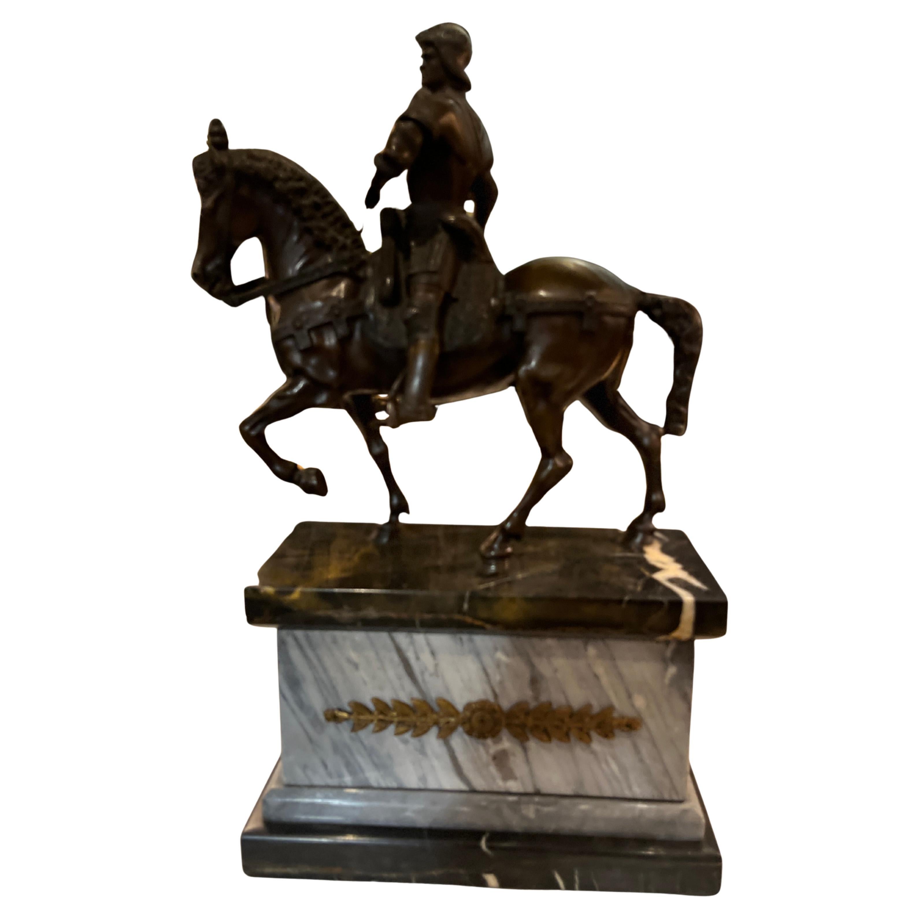 19th Century Armored Equestrian Rider After Andrea Del Verrocchio