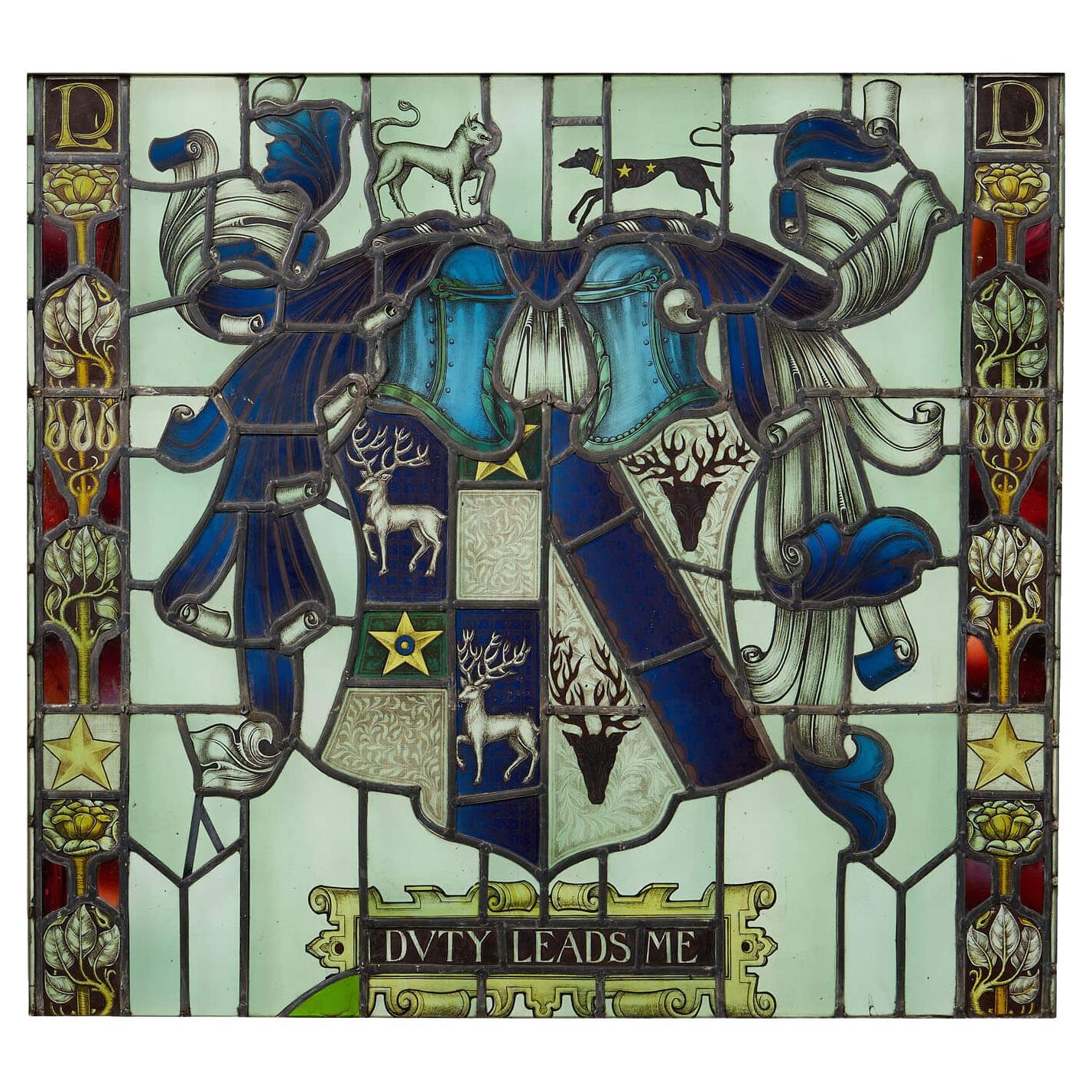 19th Century Armorial Stained Glass Panel From Locko Park Derbyshire