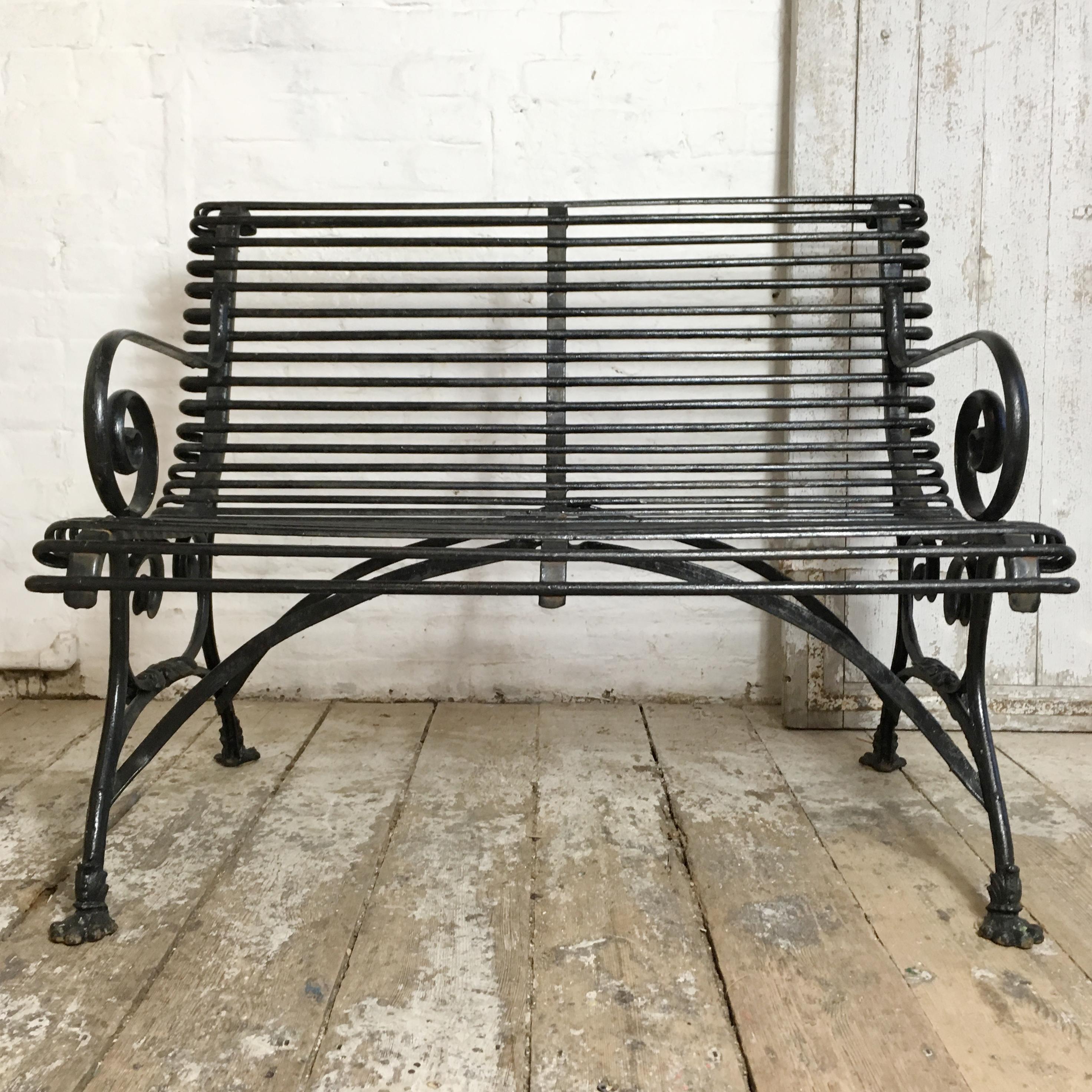 Forged 19th Century Arras 'Grassin Baledans' Lion Paw Bench