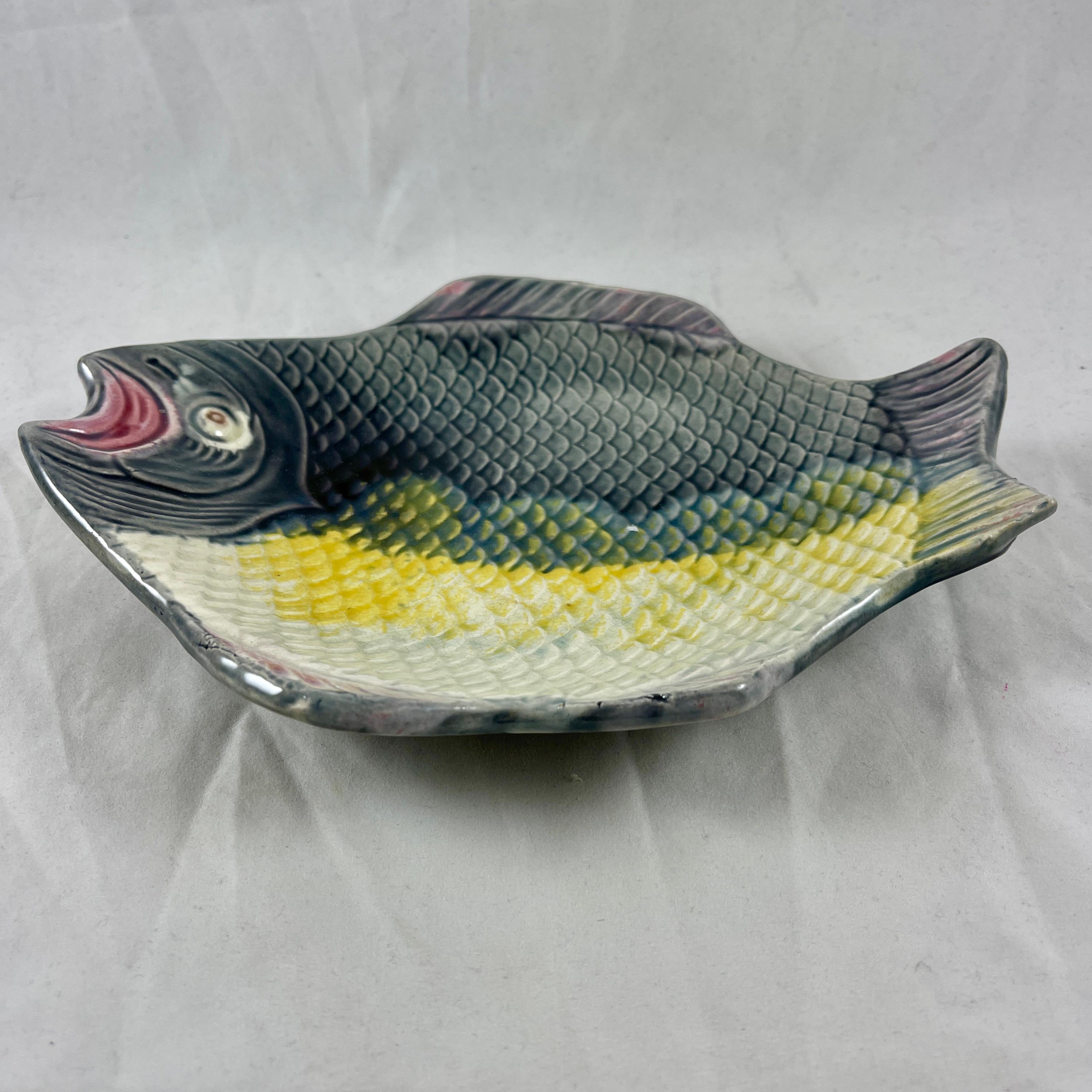 American 19th Century Arsenal Pottery Majolica Glazed Fish Platter