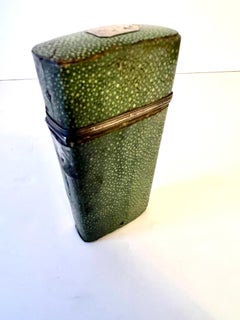 19th Century Art Deco Shagreen and Silver Case with Silver Monogram Cartouche