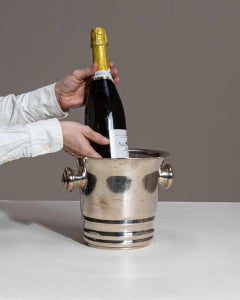 19th Century Art Deco Silver-Plated Ice Bucket, France, Graphic Design