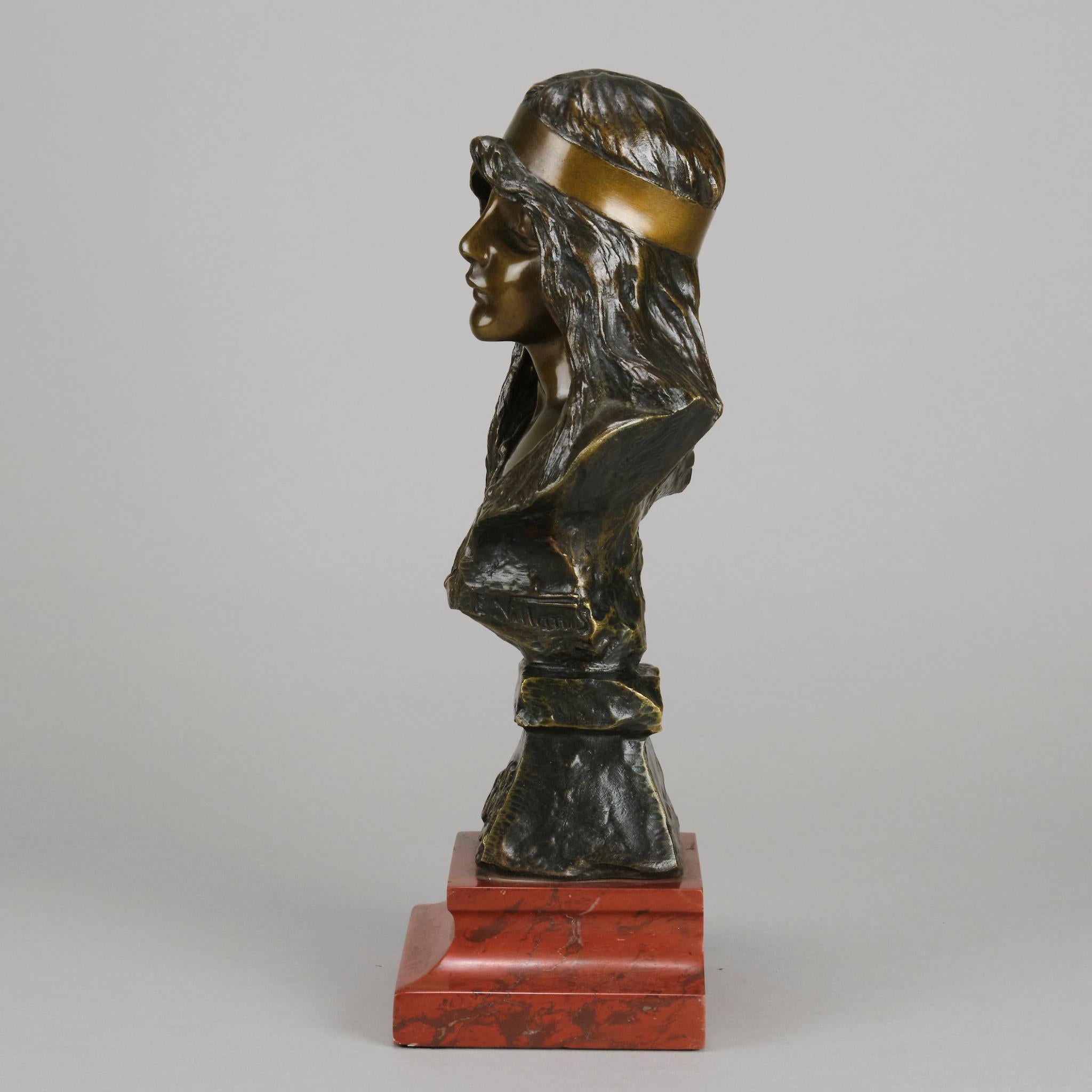 Bronzebüste im Jugendstil des 19. Jahrhunderts mit dem Titel 