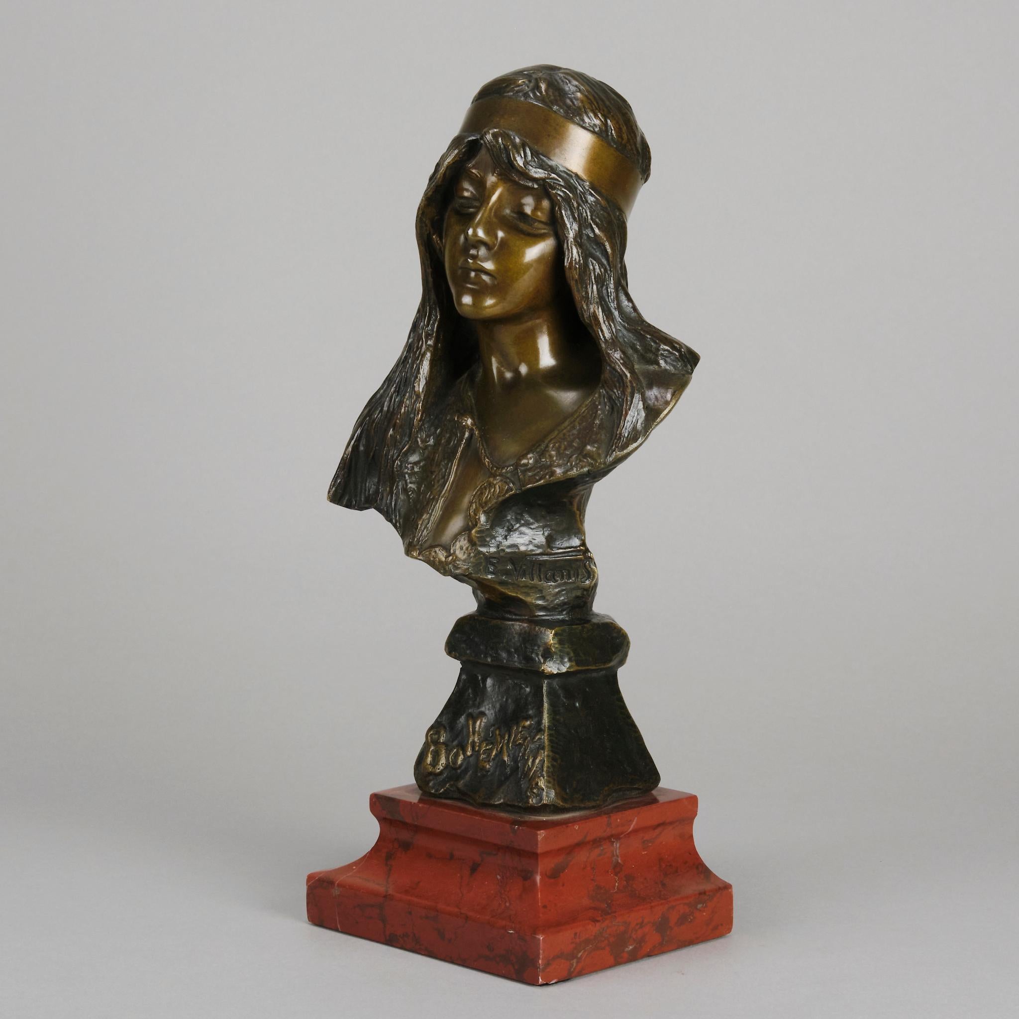 Buste en bronze Art Nouveau du 19ème siècle intitulé 