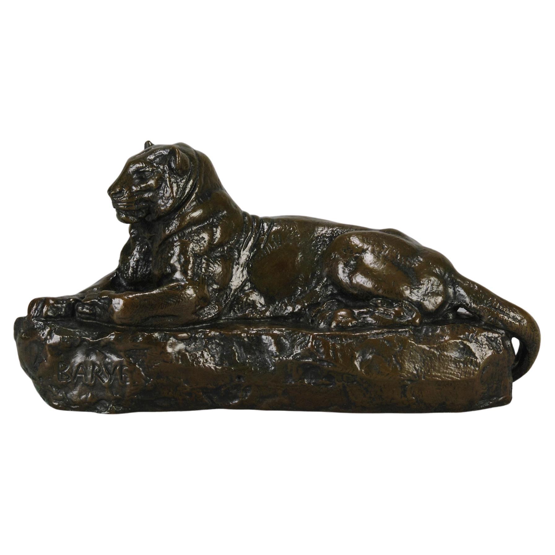 19. Jahrhundert Jugendstil Bronze "Panthère de L'Inde No.1" von Antoine L Barye