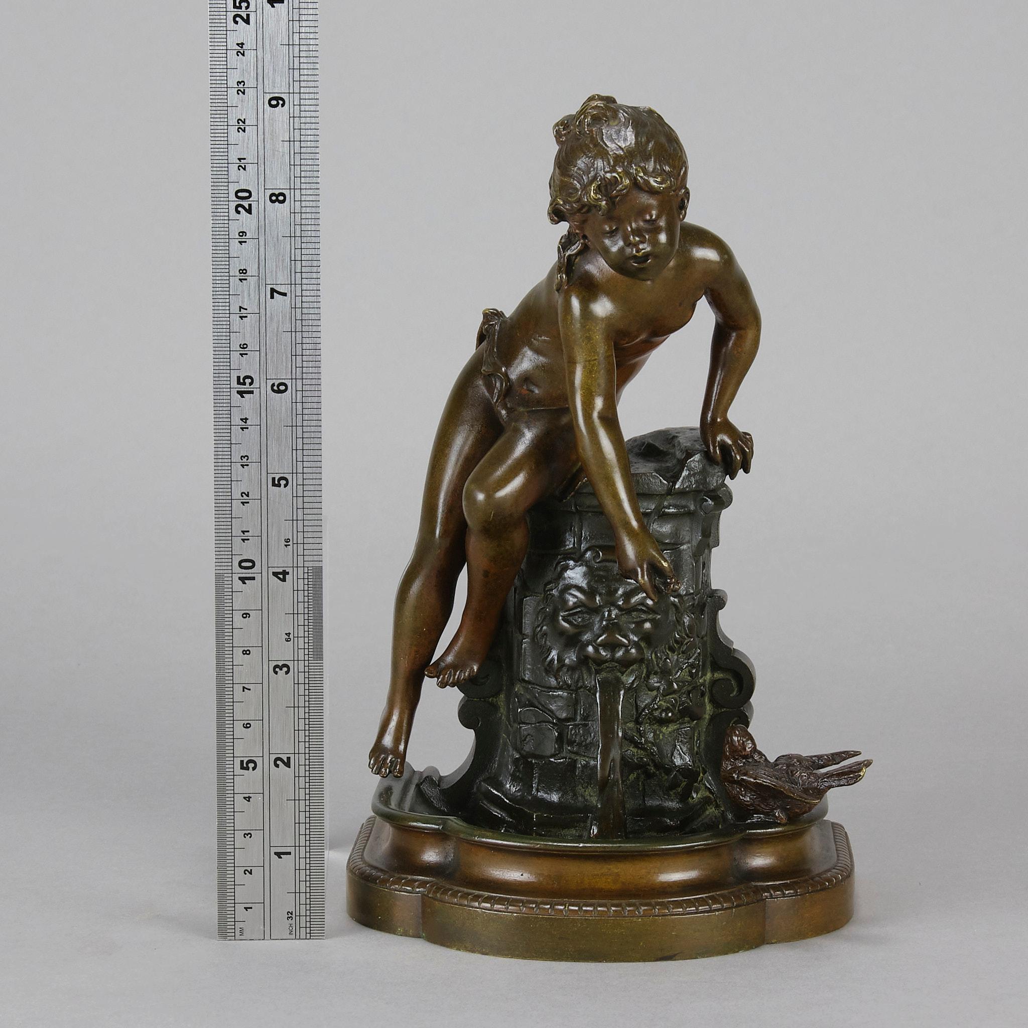 Jugendstil-Bronzeskulptur „Fille au Puits“ aus dem 19. Jahrhundert von Auguste Moreau im Angebot 4