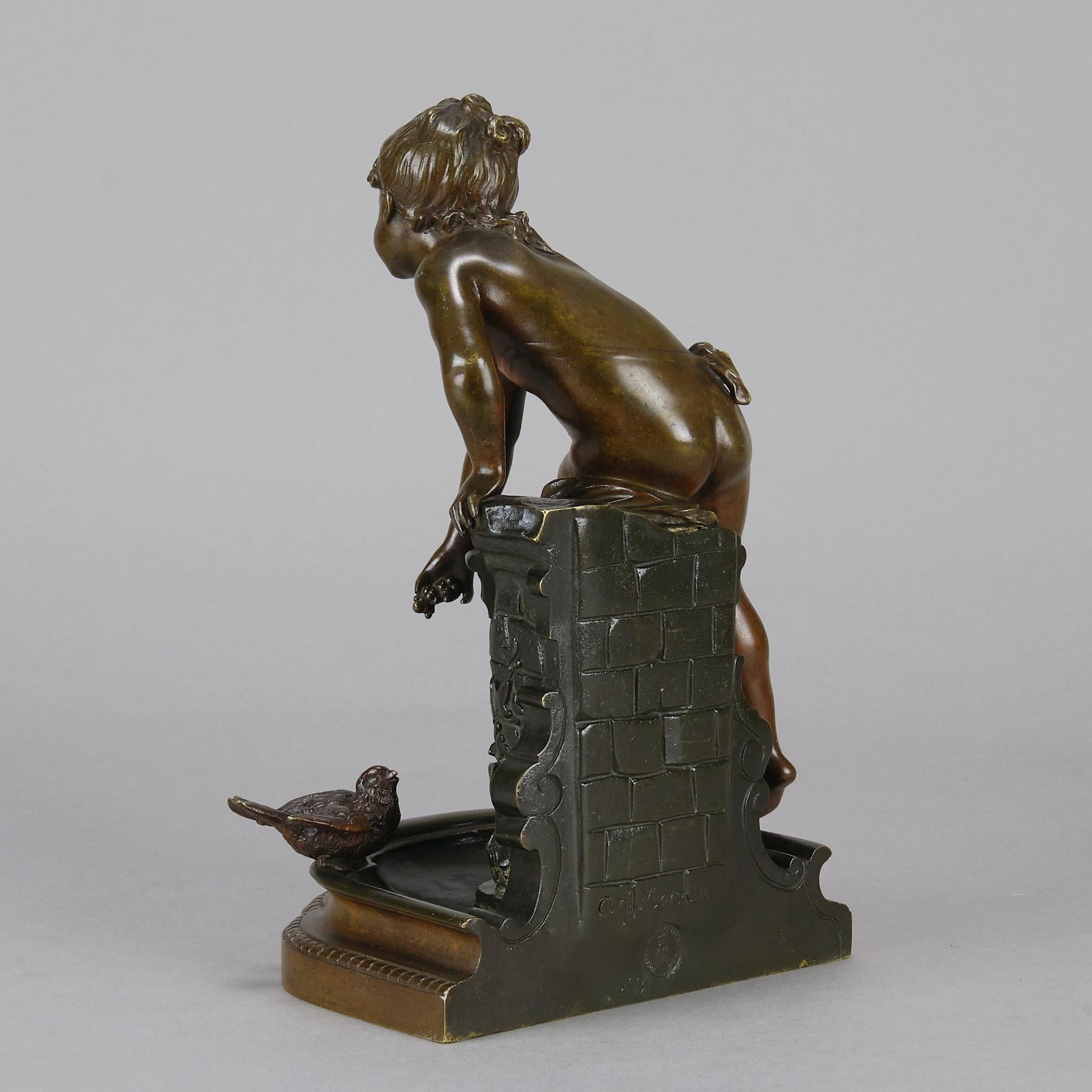 Jugendstil-Bronzeskulptur „Fille au Puits“ aus dem 19. Jahrhundert von Auguste Moreau im Angebot 1