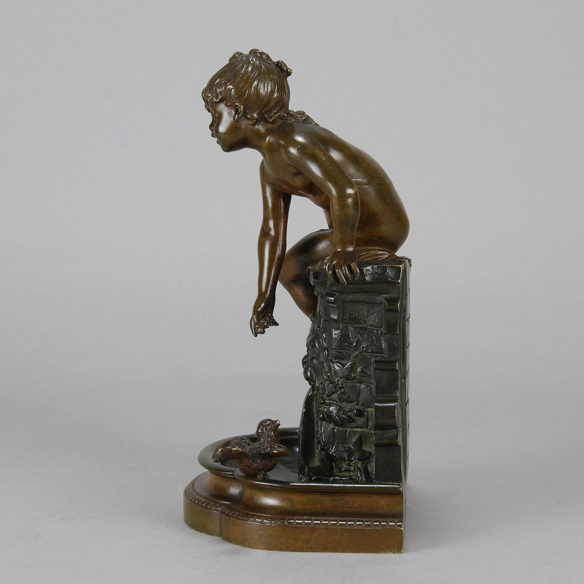 Scultura in bronzo Art Nouveau del XIX secolo 