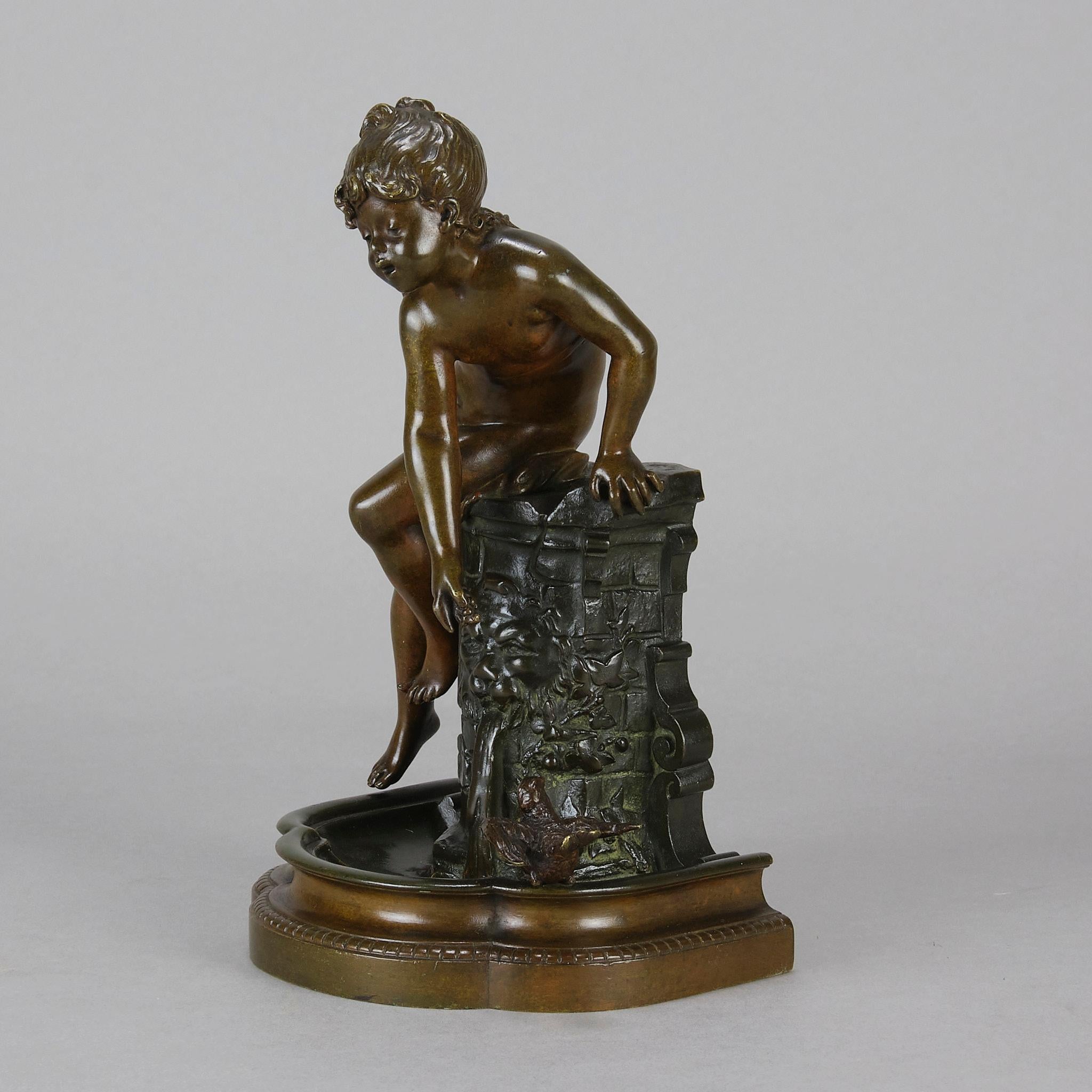 Jugendstil-Bronzeskulptur „Fille au Puits“ aus dem 19. Jahrhundert von Auguste Moreau im Angebot 3
