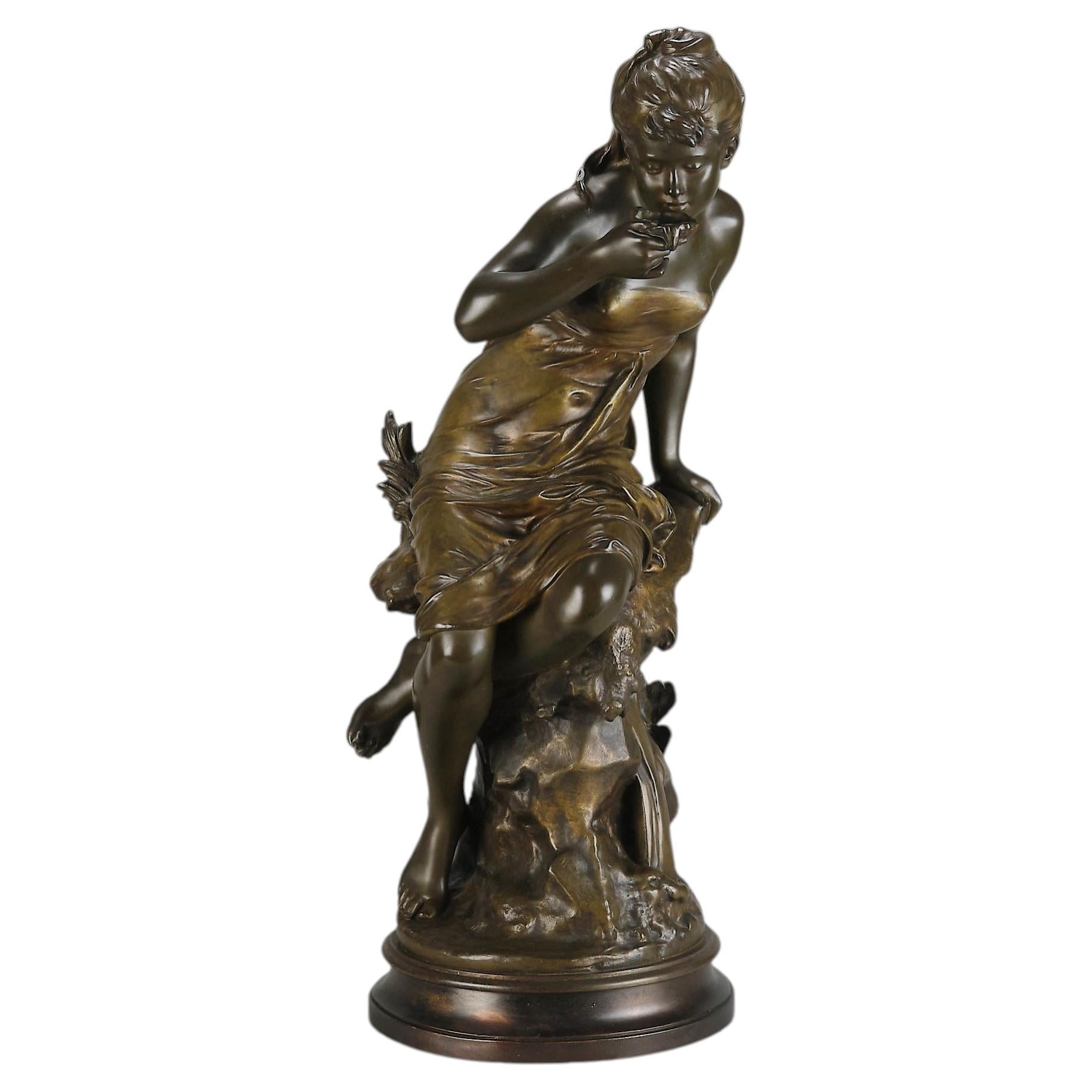 19th Century Art Nouveau Bronze Sculpture "The Spring" by Mathurin Moreau