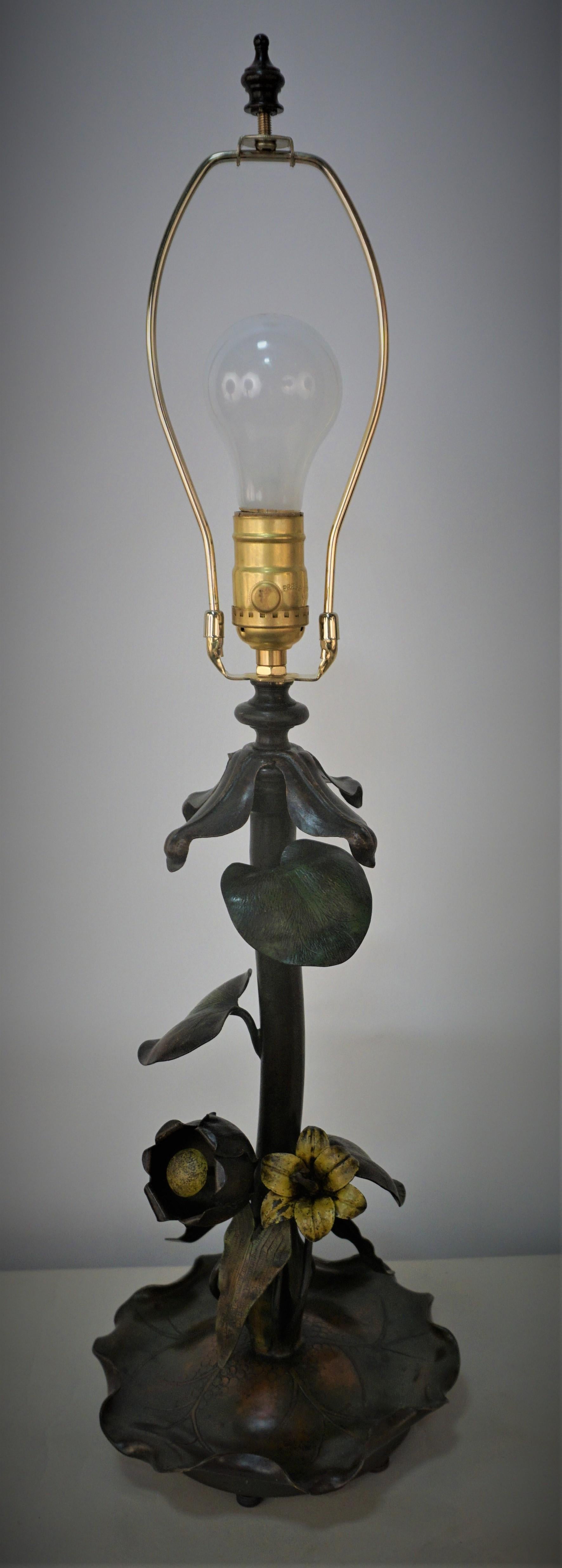 19th Century Art Nouveau Bronze Table Lamp 1
