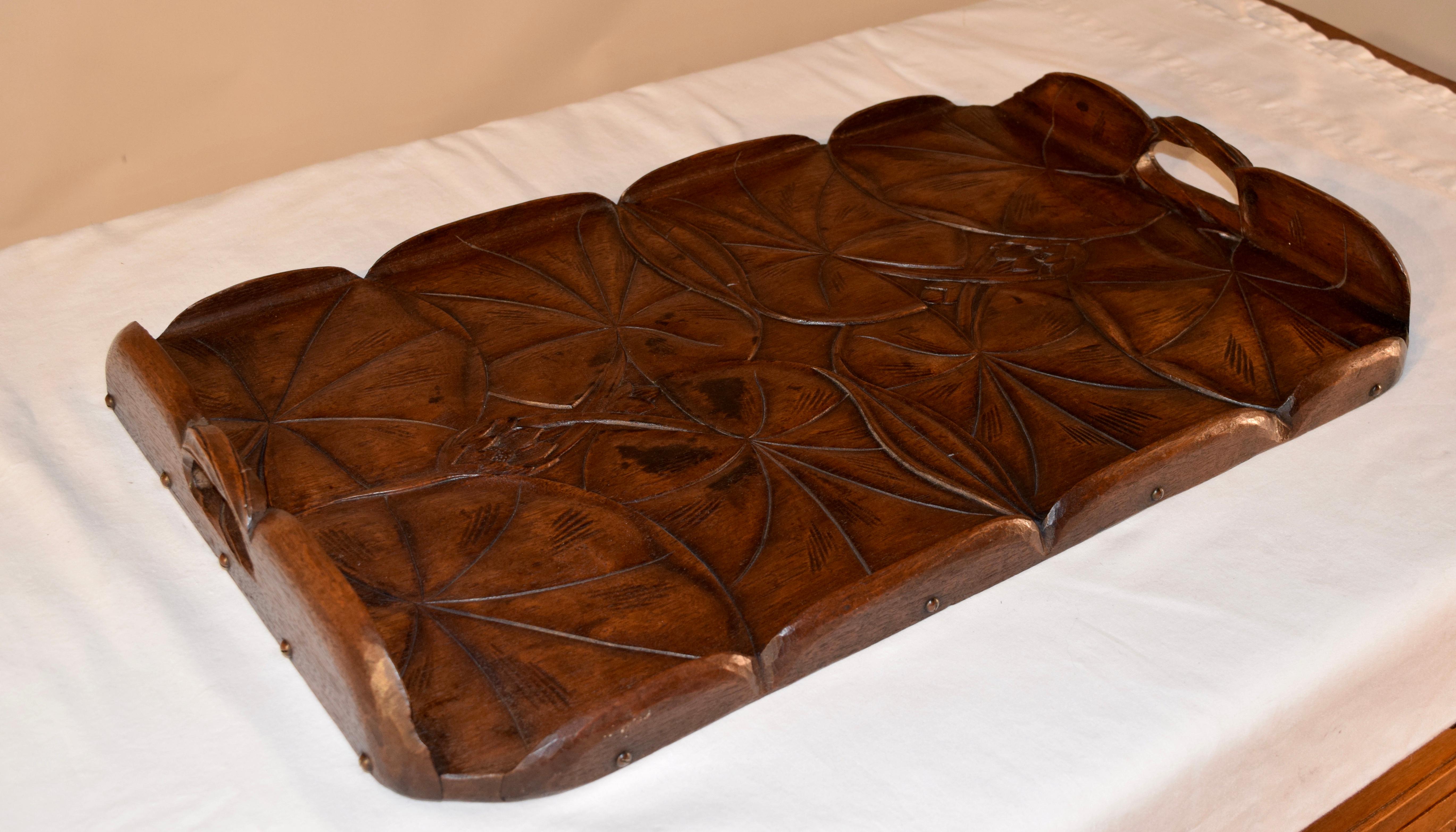 19th Century Art Nouveau Carved Tray 1