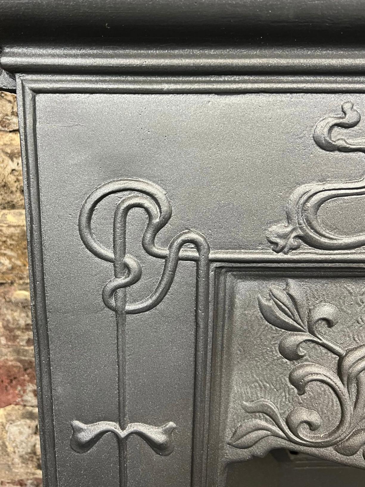 Art Nouveau 20th Century Cast Iron Combination Fireplace For Sale