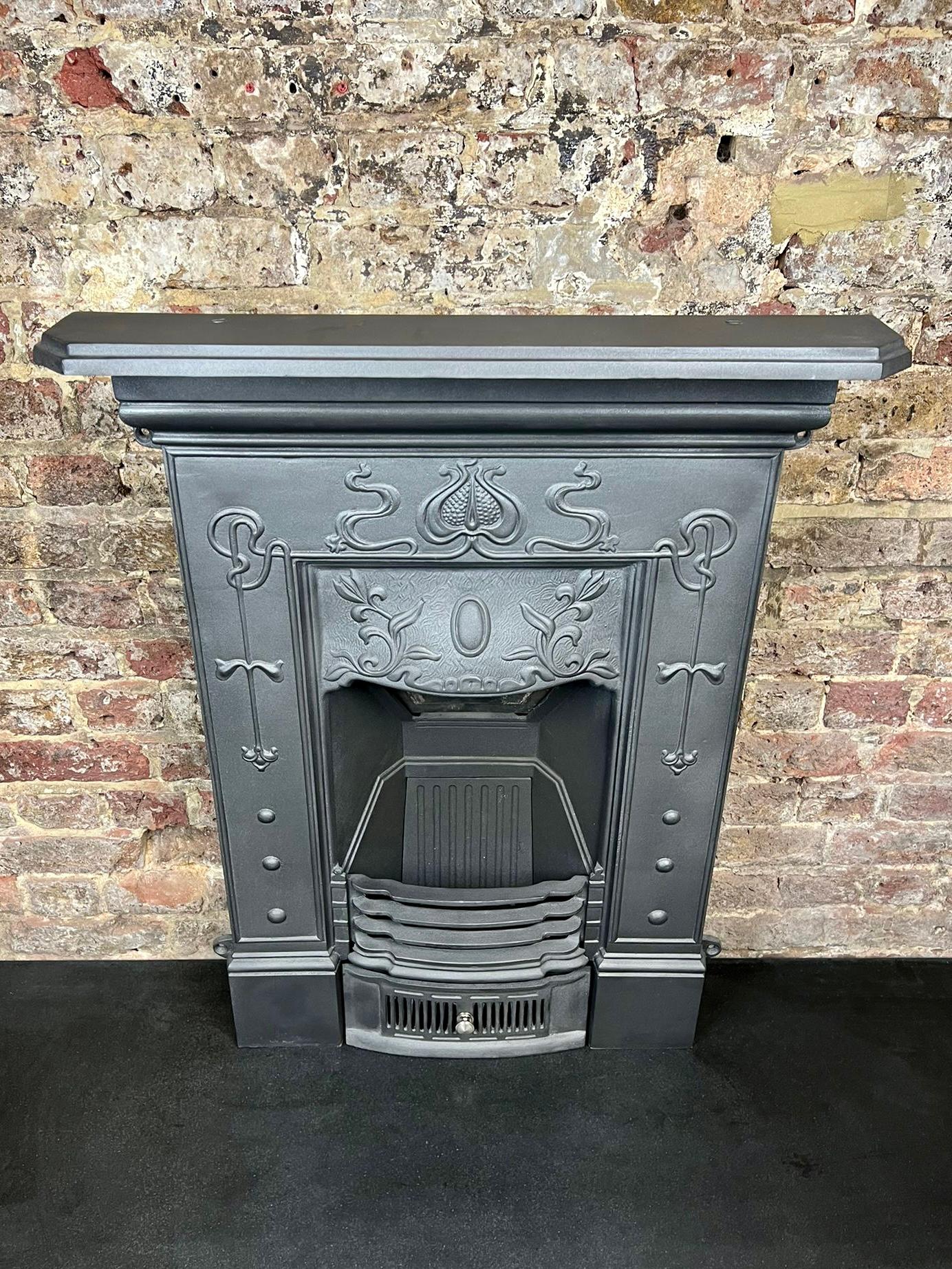 Art Nouveau 20th Century Cast Iron Combination Fireplace For Sale
