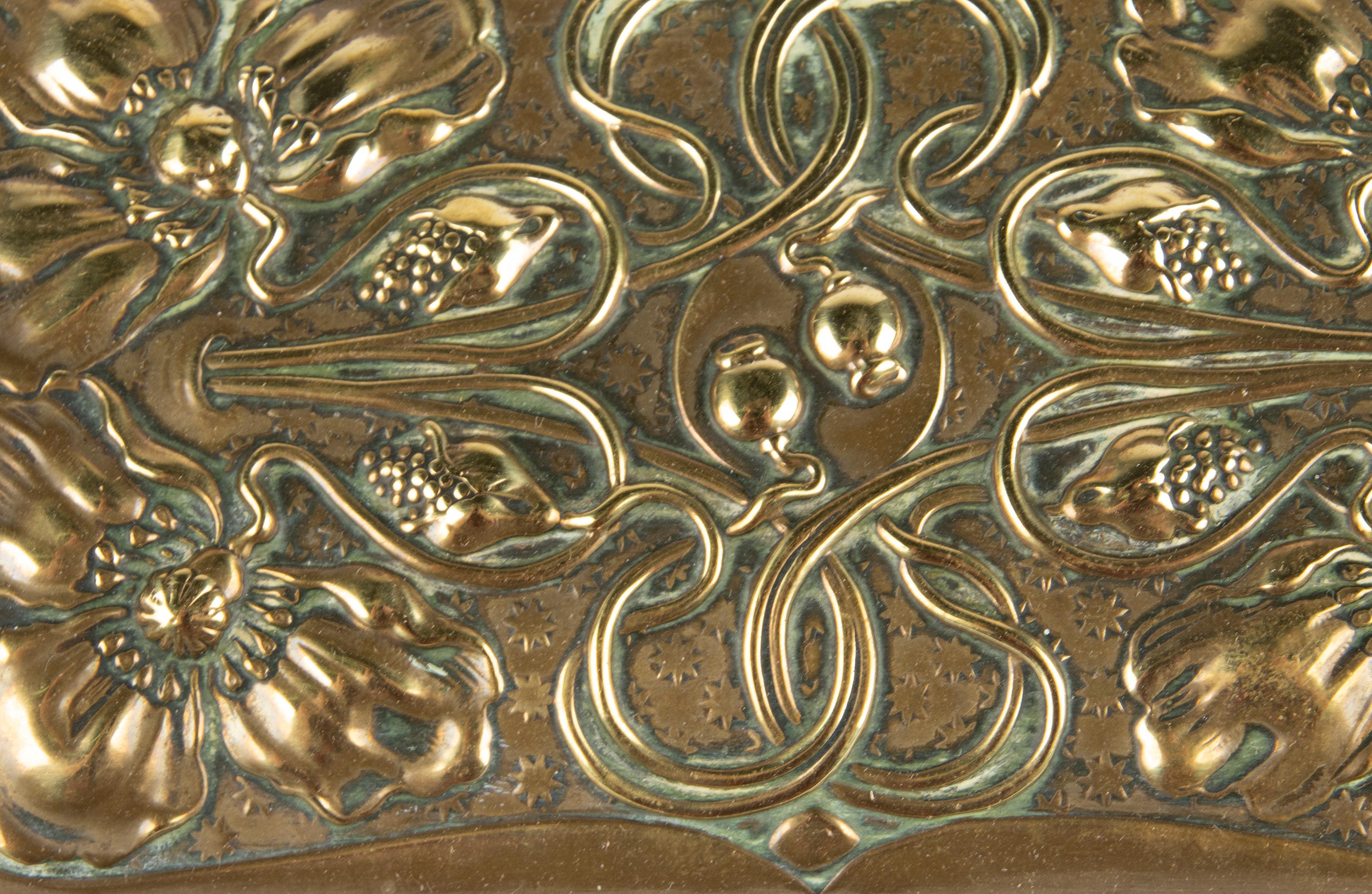 19th Century Art Nouveau Copper with Oak Desktop Stationery Box 4
