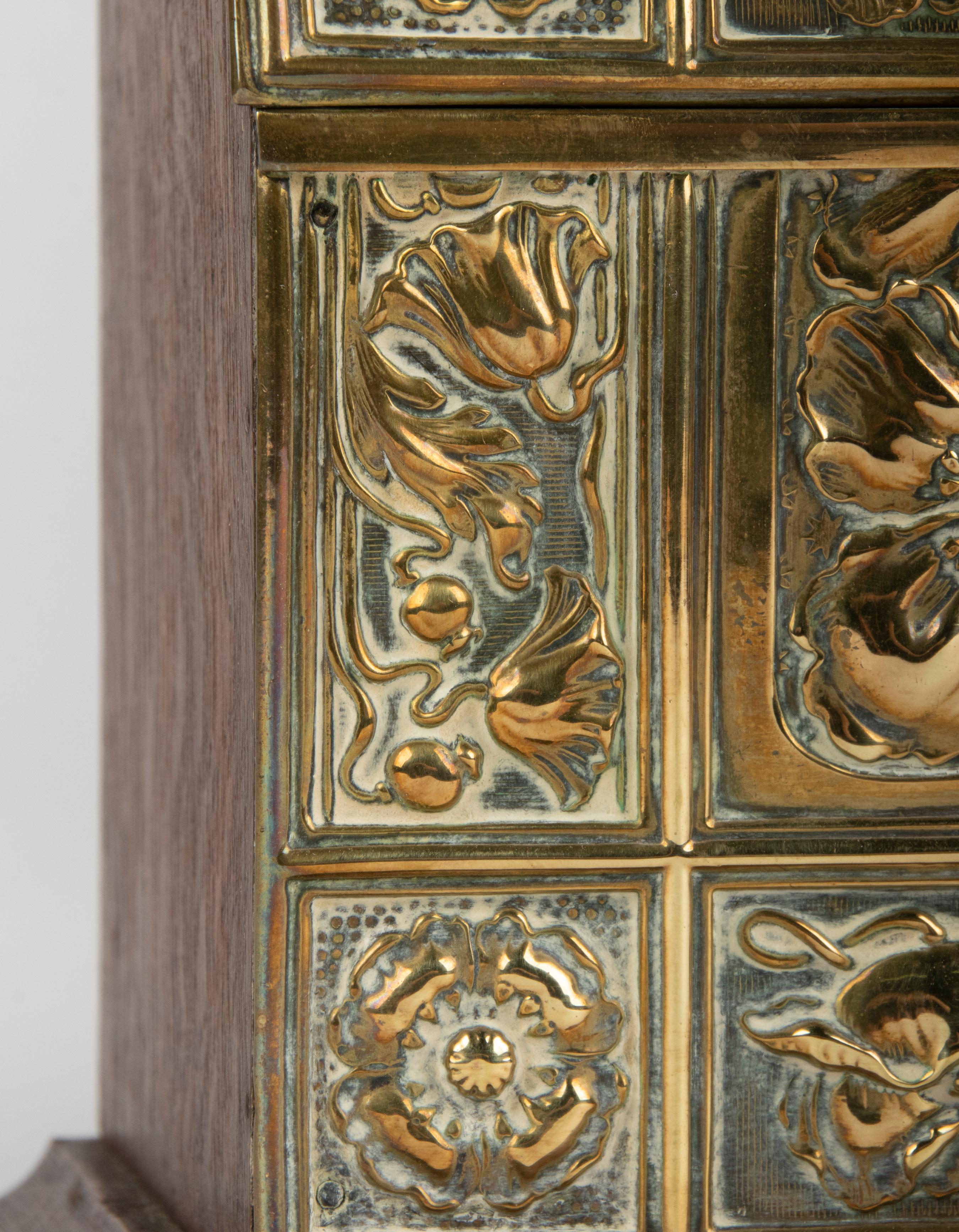 19th Century Art Nouveau Copper with Oak Desktop Stationery Box 7